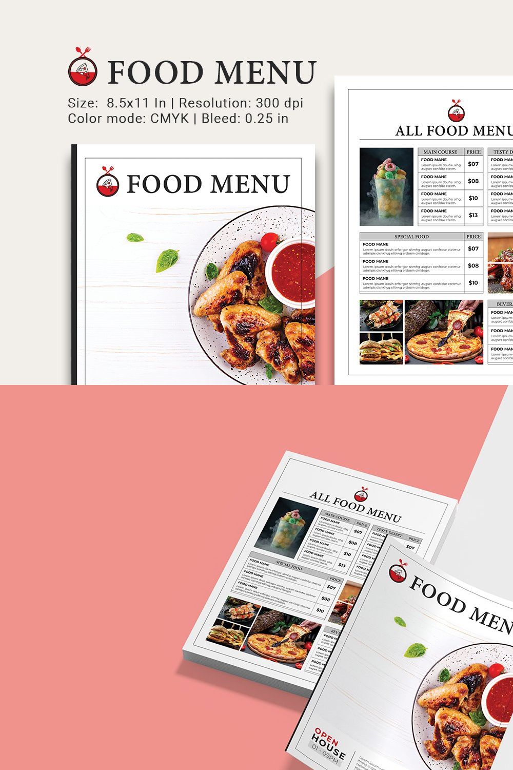 Food Menu Flyer pinterest preview image.