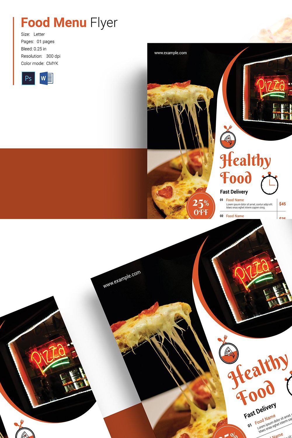 Food Menu Flyer pinterest preview image.