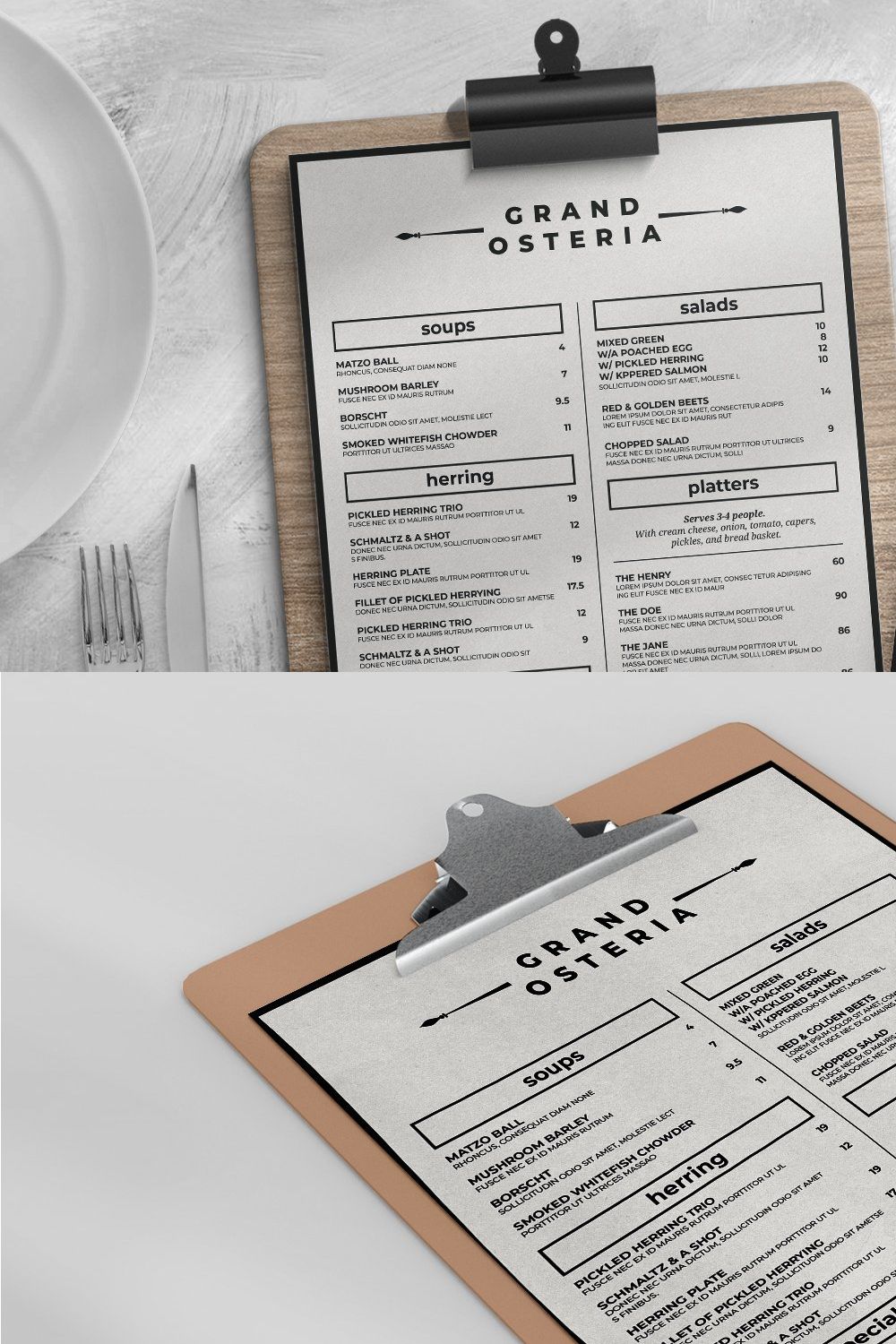 Food Menu Template pinterest preview image.