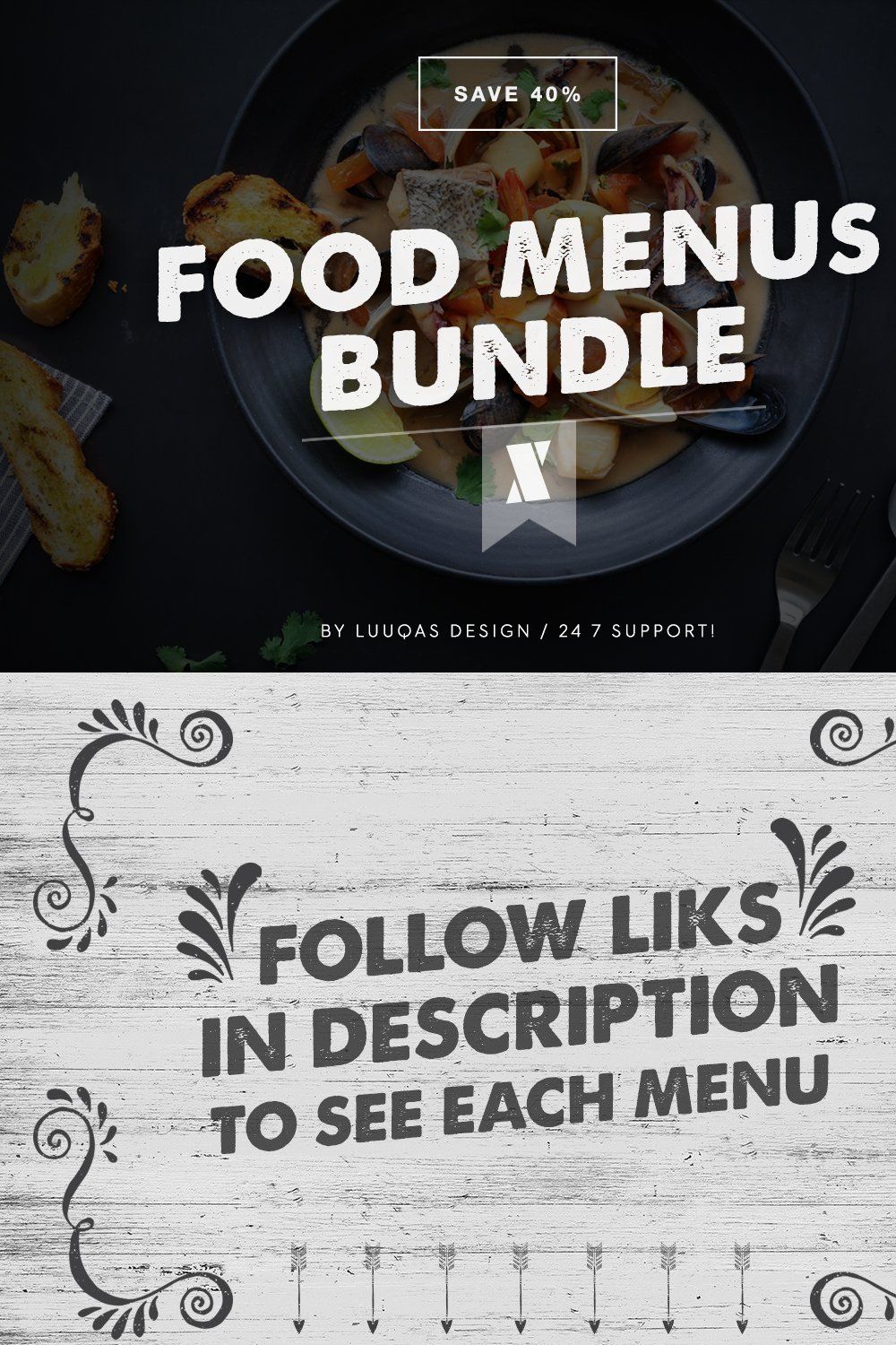 Food Menus Bundle 10 pinterest preview image.