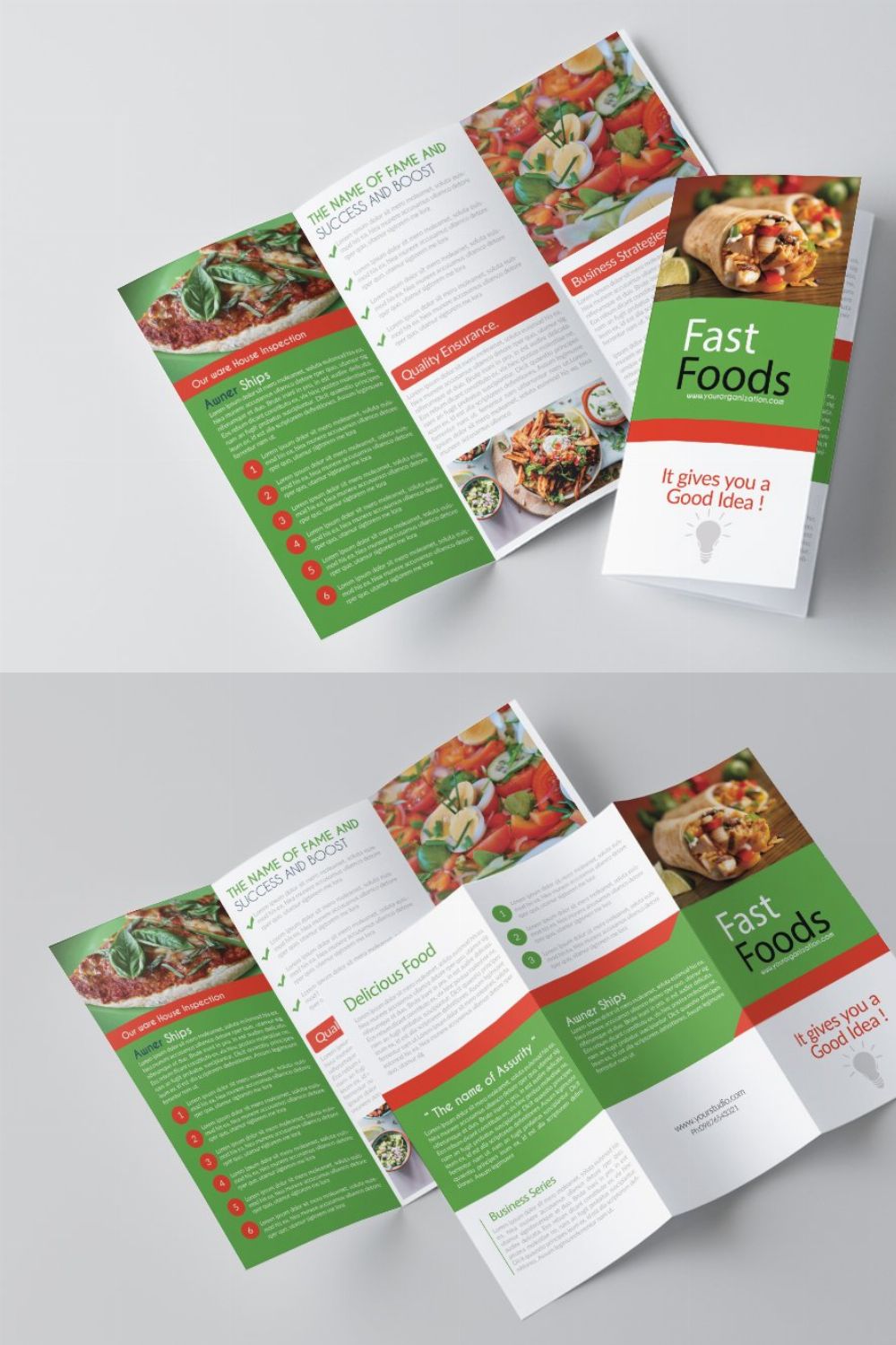 Food Restaurant Trifold Brochure pinterest preview image.