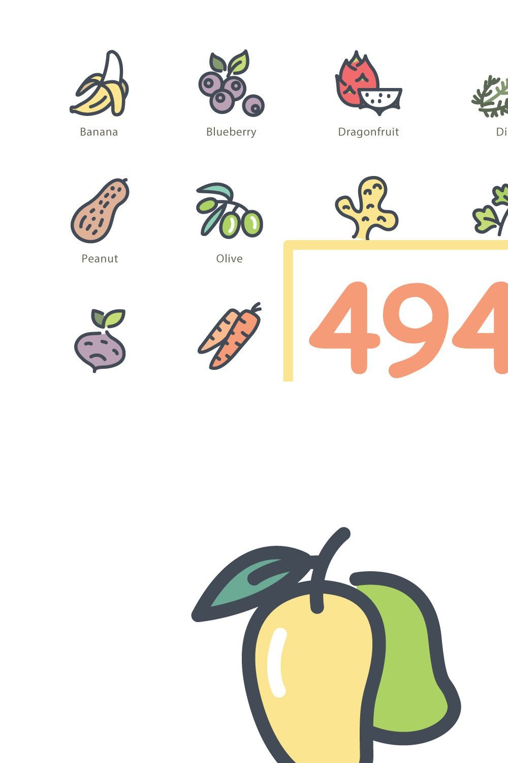 Food Vector Icons pinterest preview image.