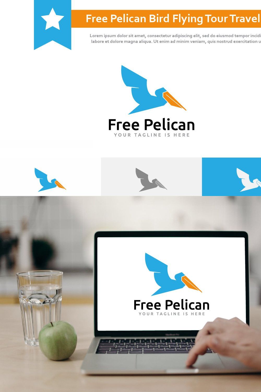 Free Pelican Bird Flying Travel Logo pinterest preview image.