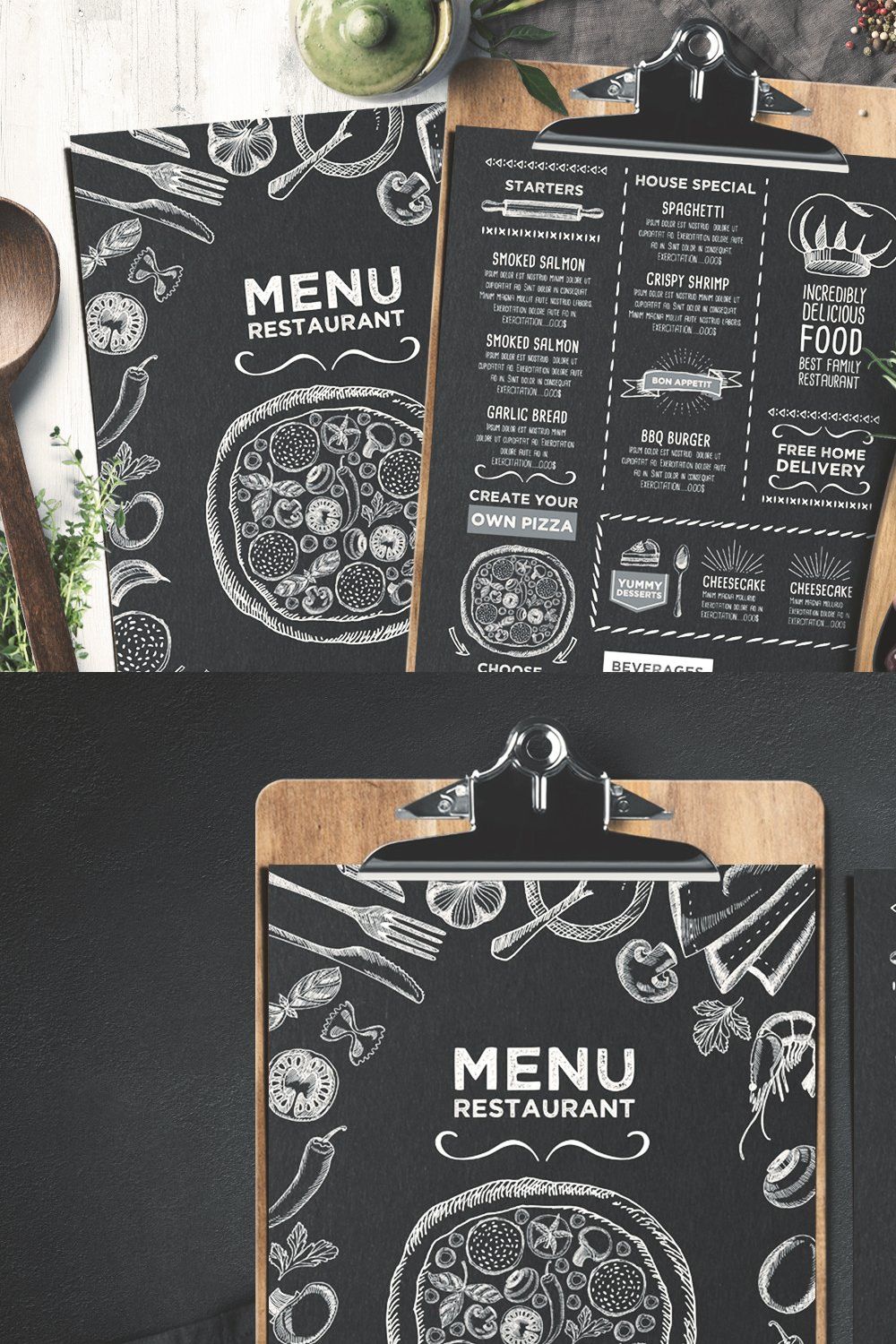 FREE! Trifold + Cafe Menu Template pinterest preview image.