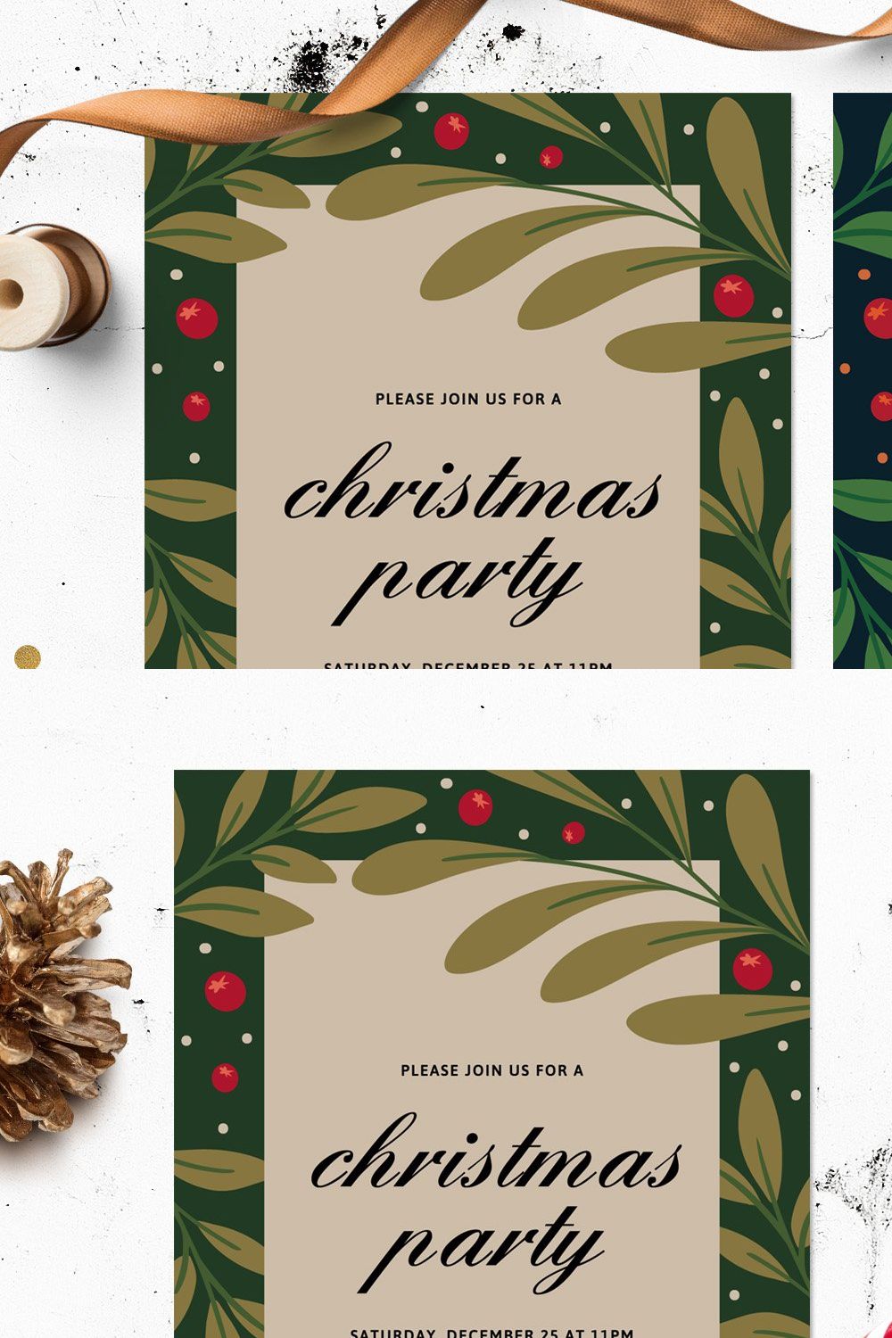 Fun Christmas Party Invitation pinterest preview image.