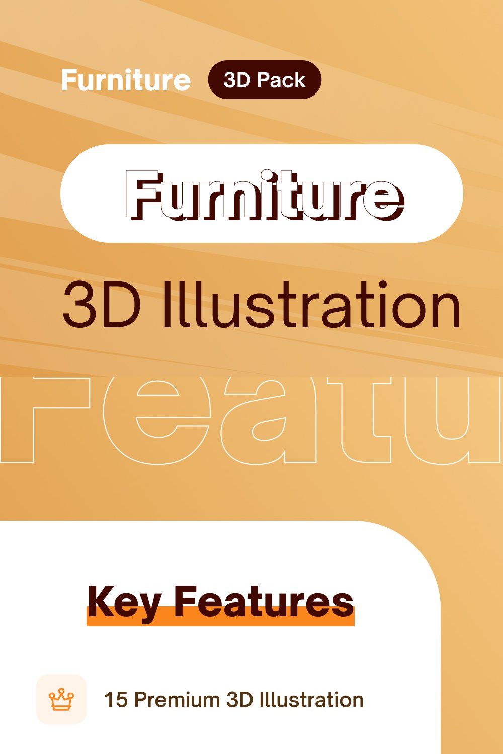 Furniture 3D Icon pinterest preview image.