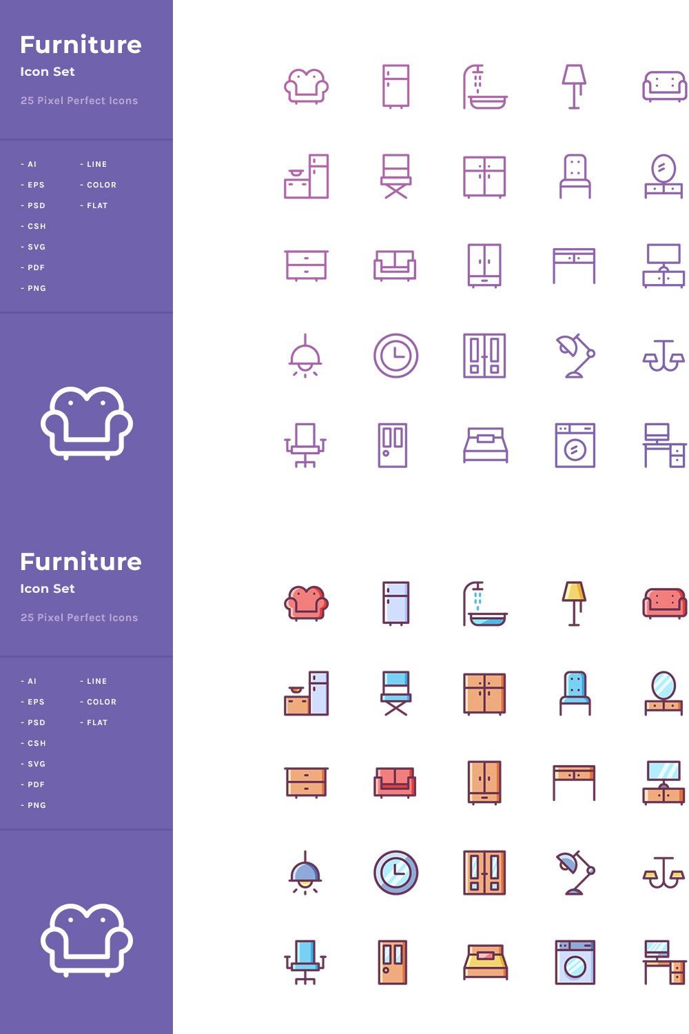 Furniture Icon Set pinterest preview image.