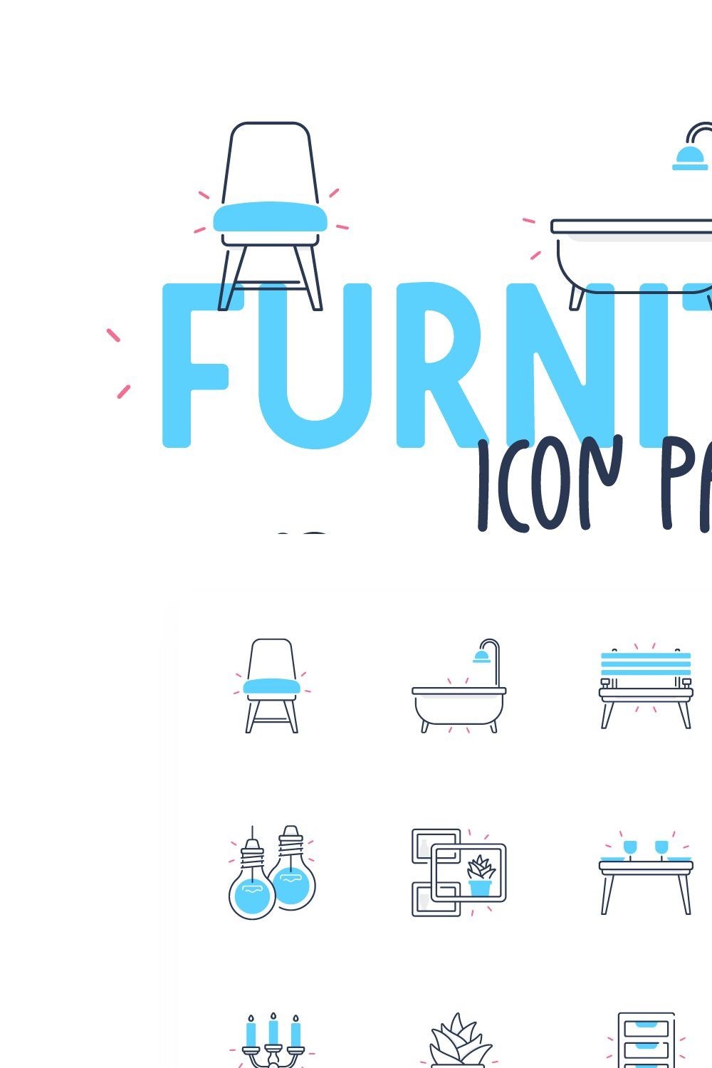 Furniture Icons pinterest preview image.