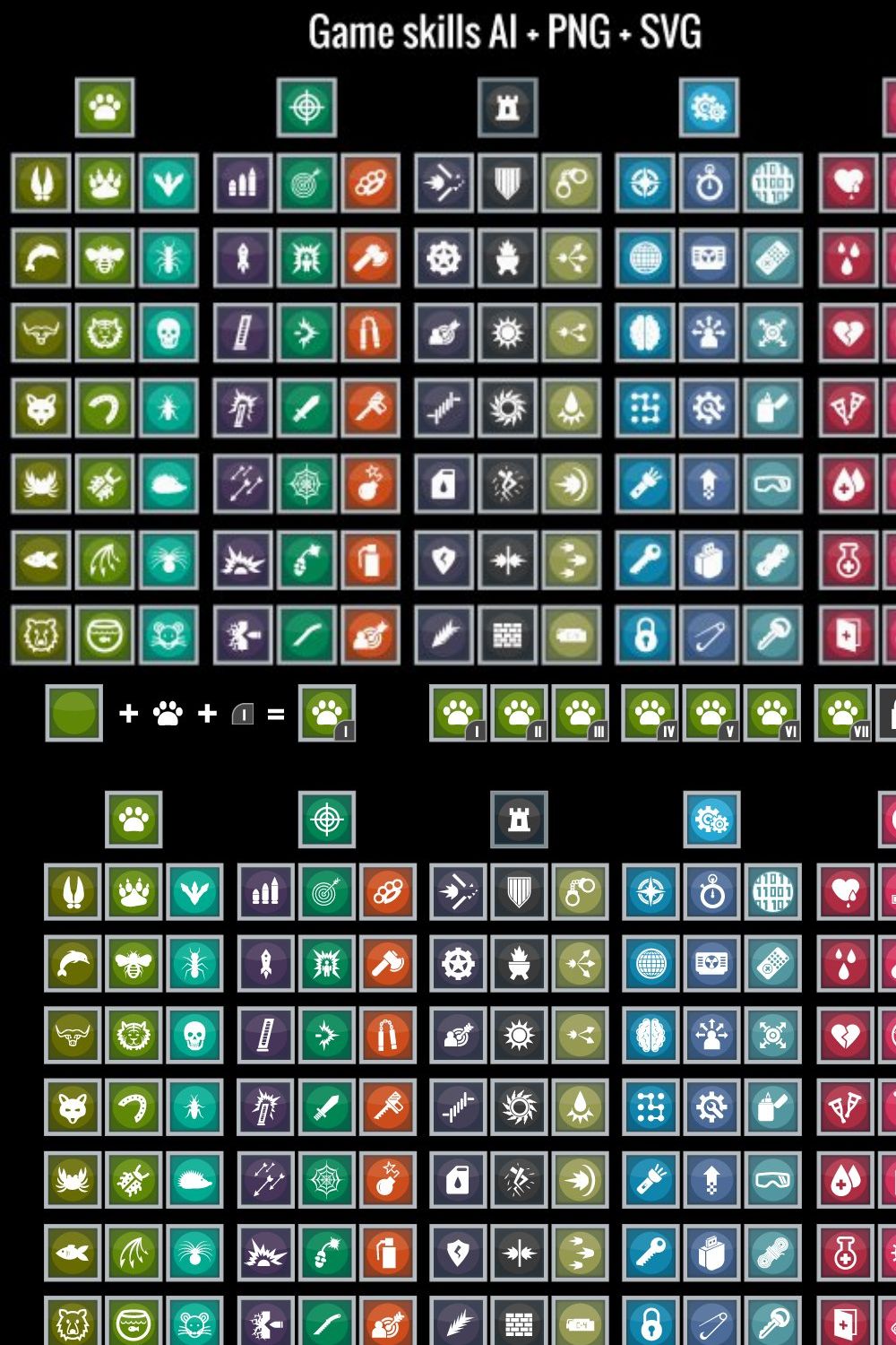 Game skills icons pinterest preview image.