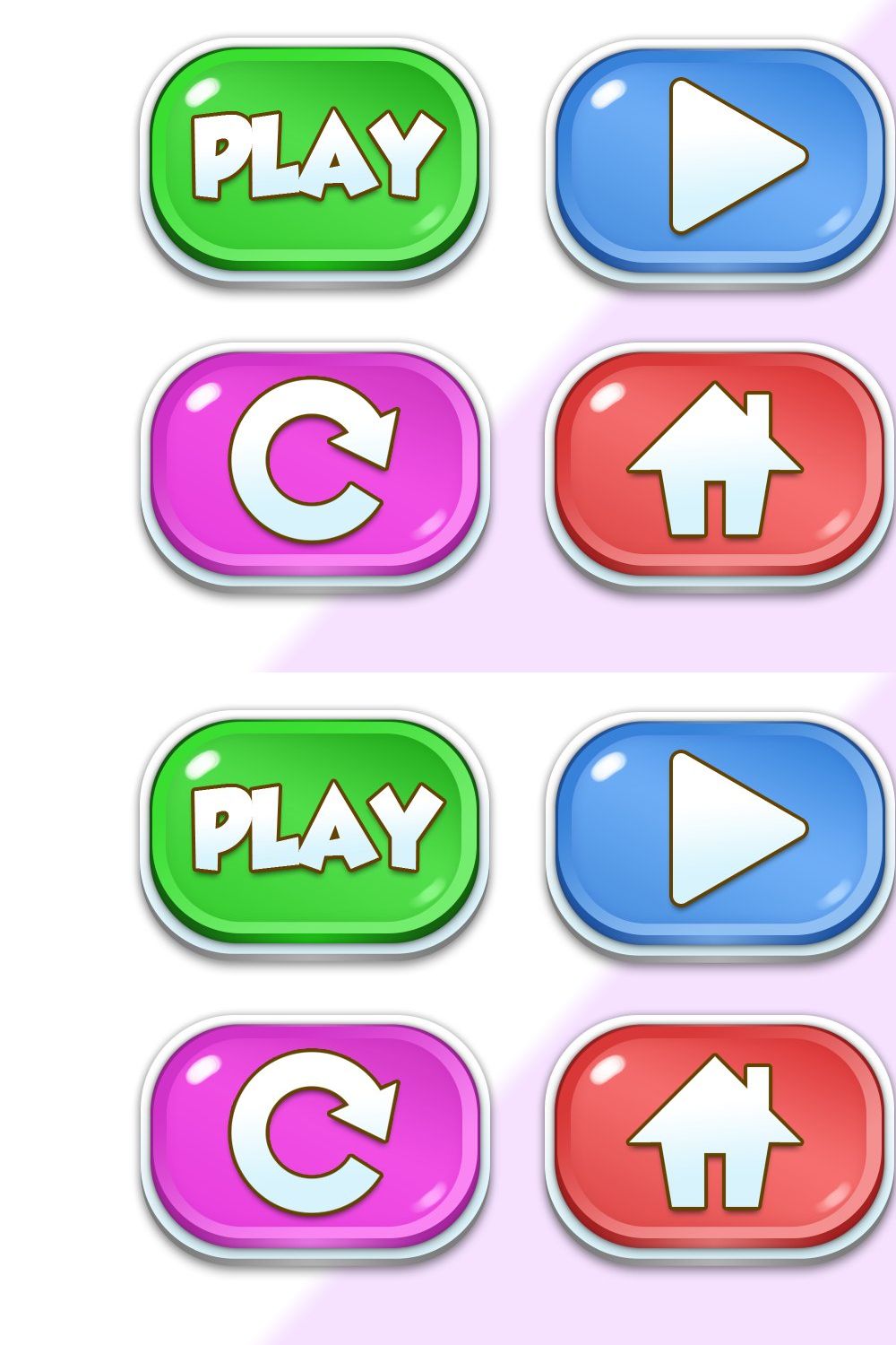 Game UI Buttons Cartoony pinterest preview image.