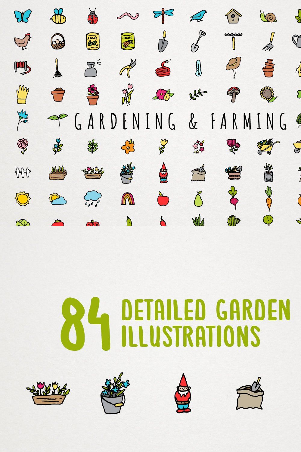 Gardening & Farming Icons pinterest preview image.
