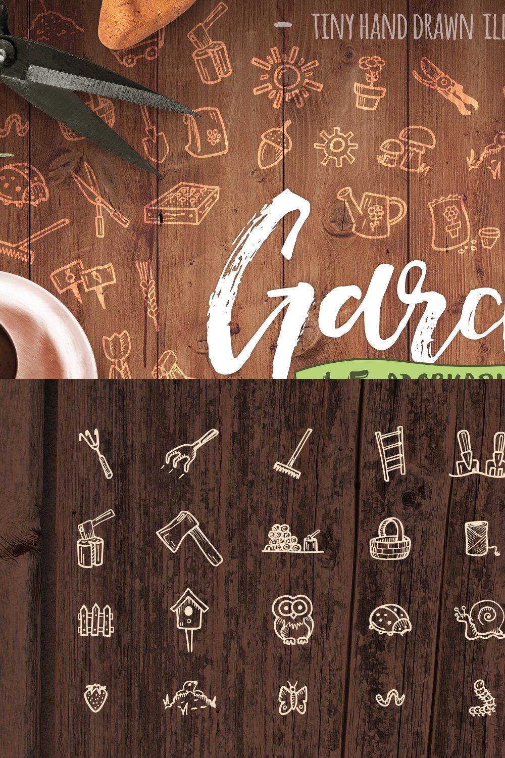 Gardening - Hand Drawn Icons pinterest preview image.