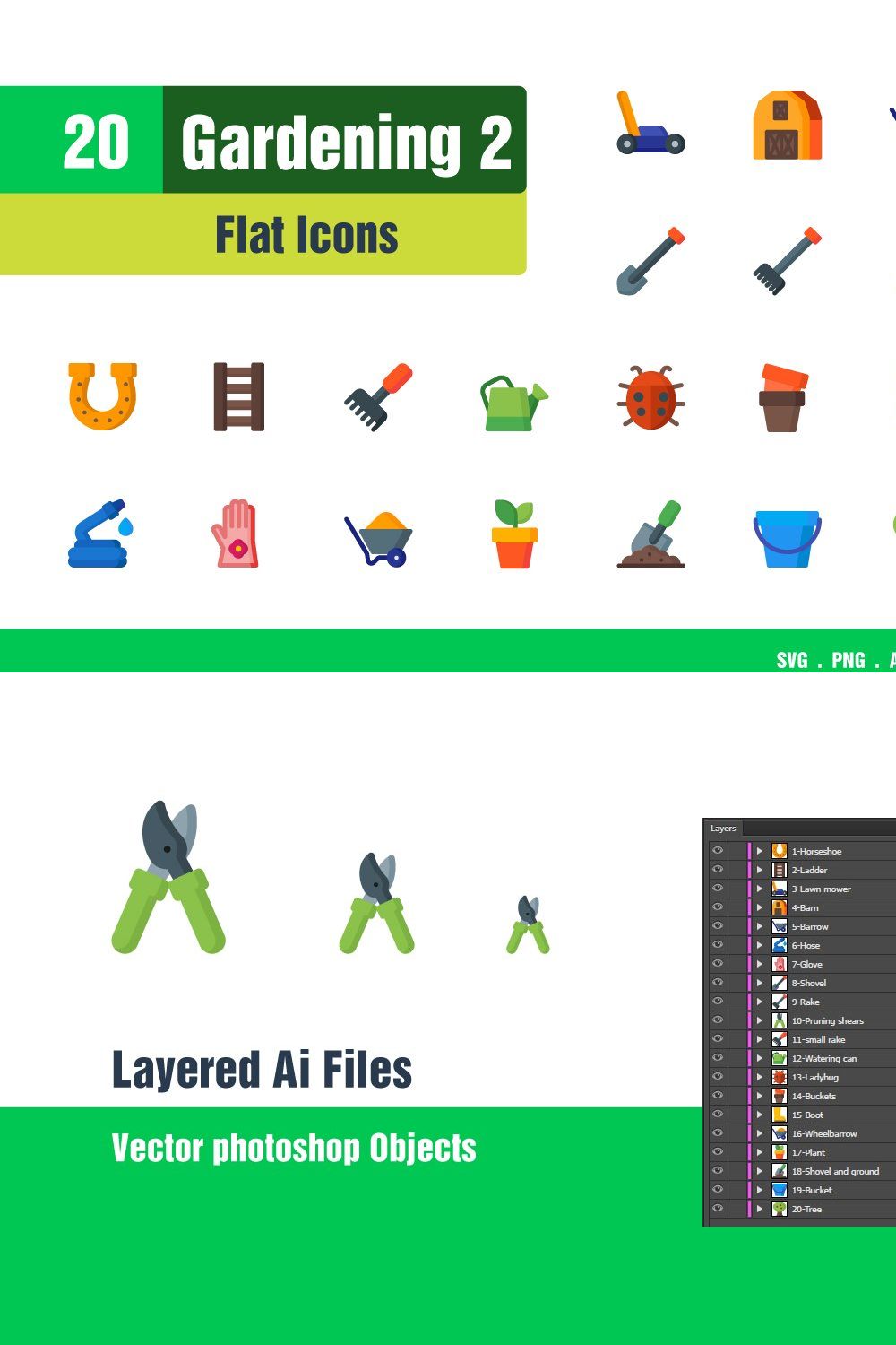 Gardening Icons #2 pinterest preview image.