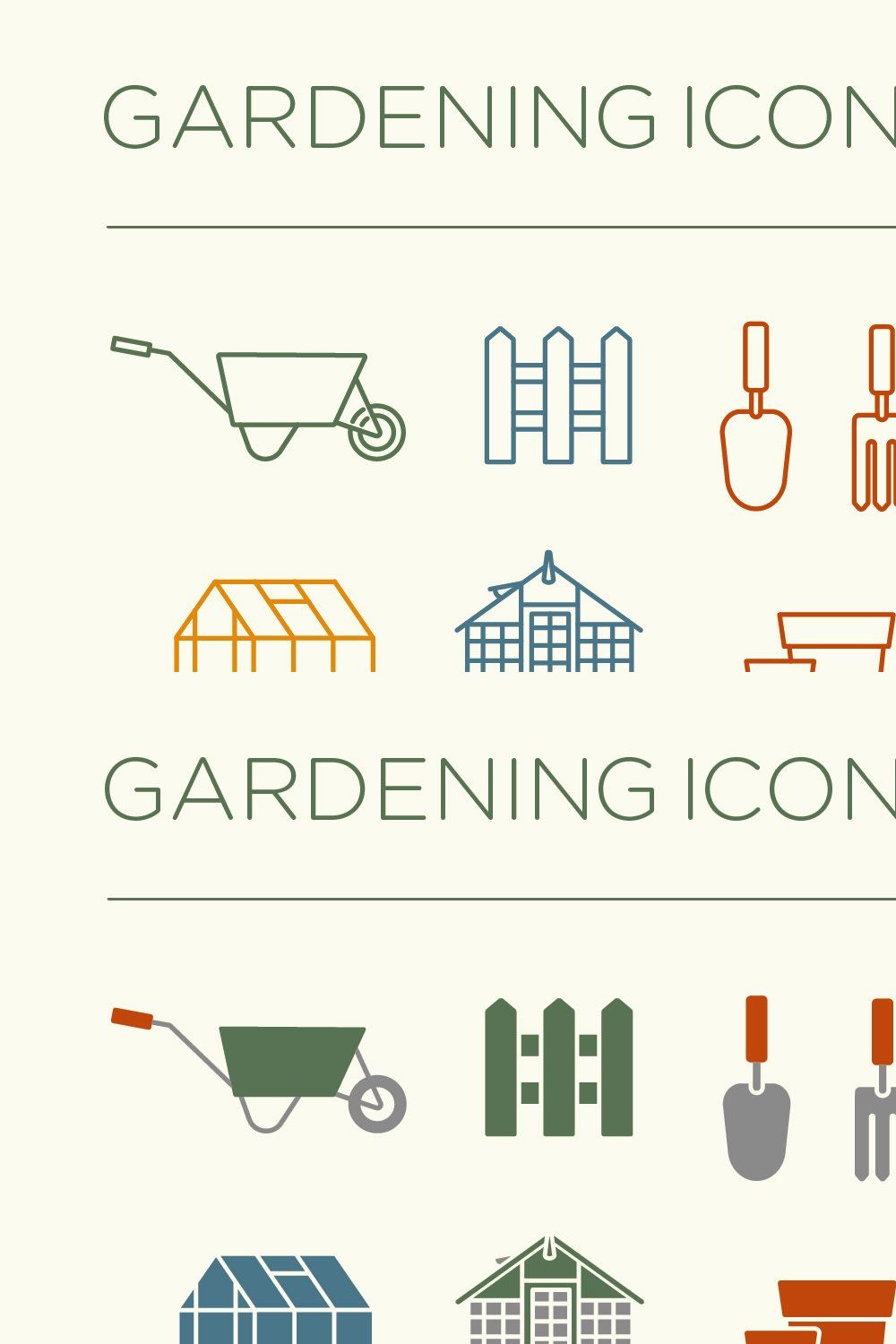 Gardening icons pinterest preview image.