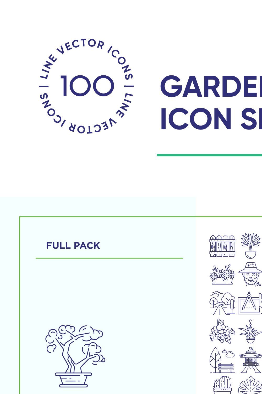 Gardening Line Icon Set pinterest preview image.