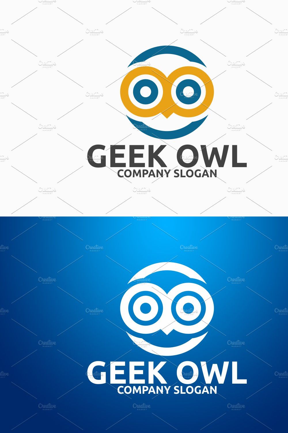 Geek Owl Logo pinterest preview image.