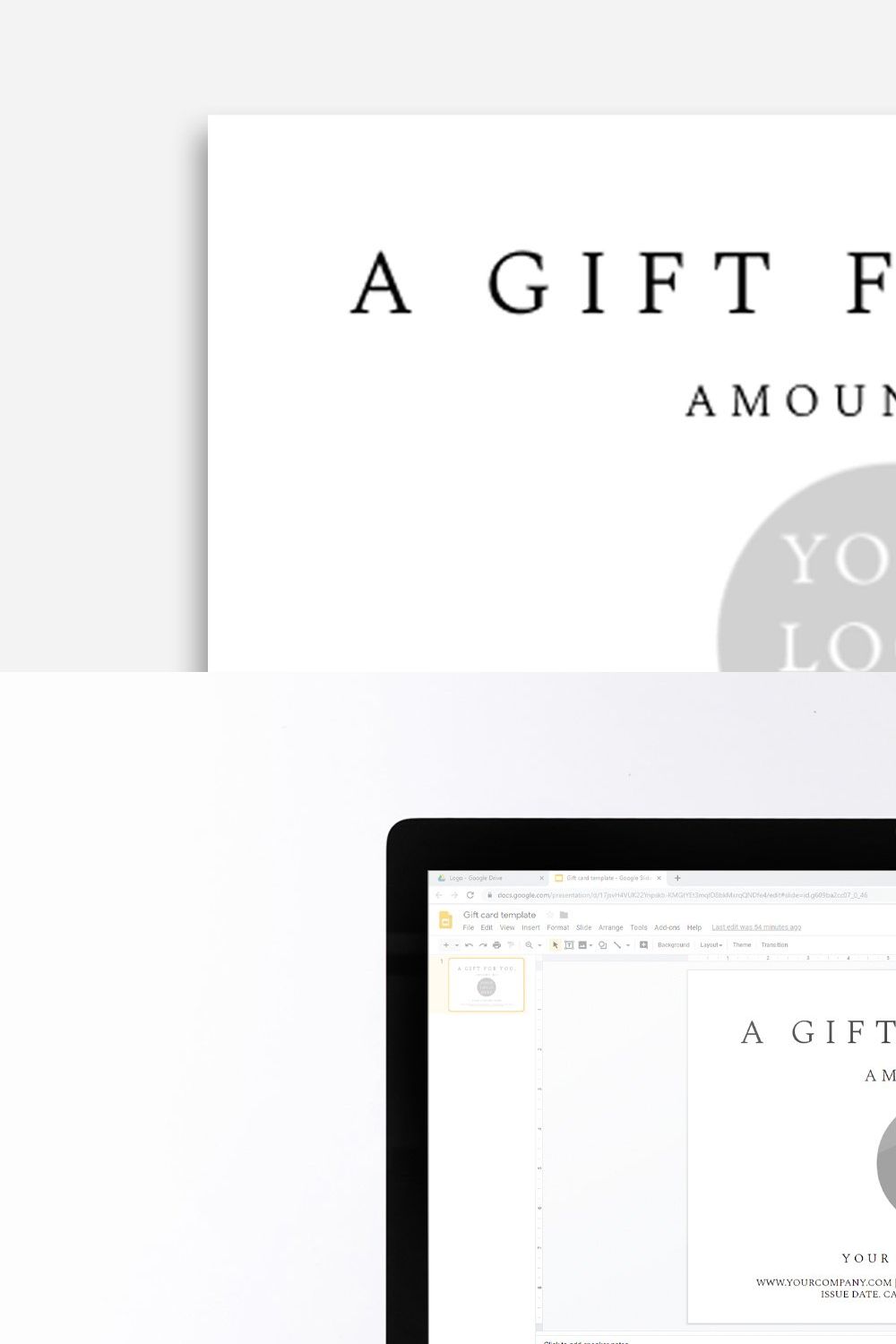 Gift Certificate Template with Logo pinterest preview image.