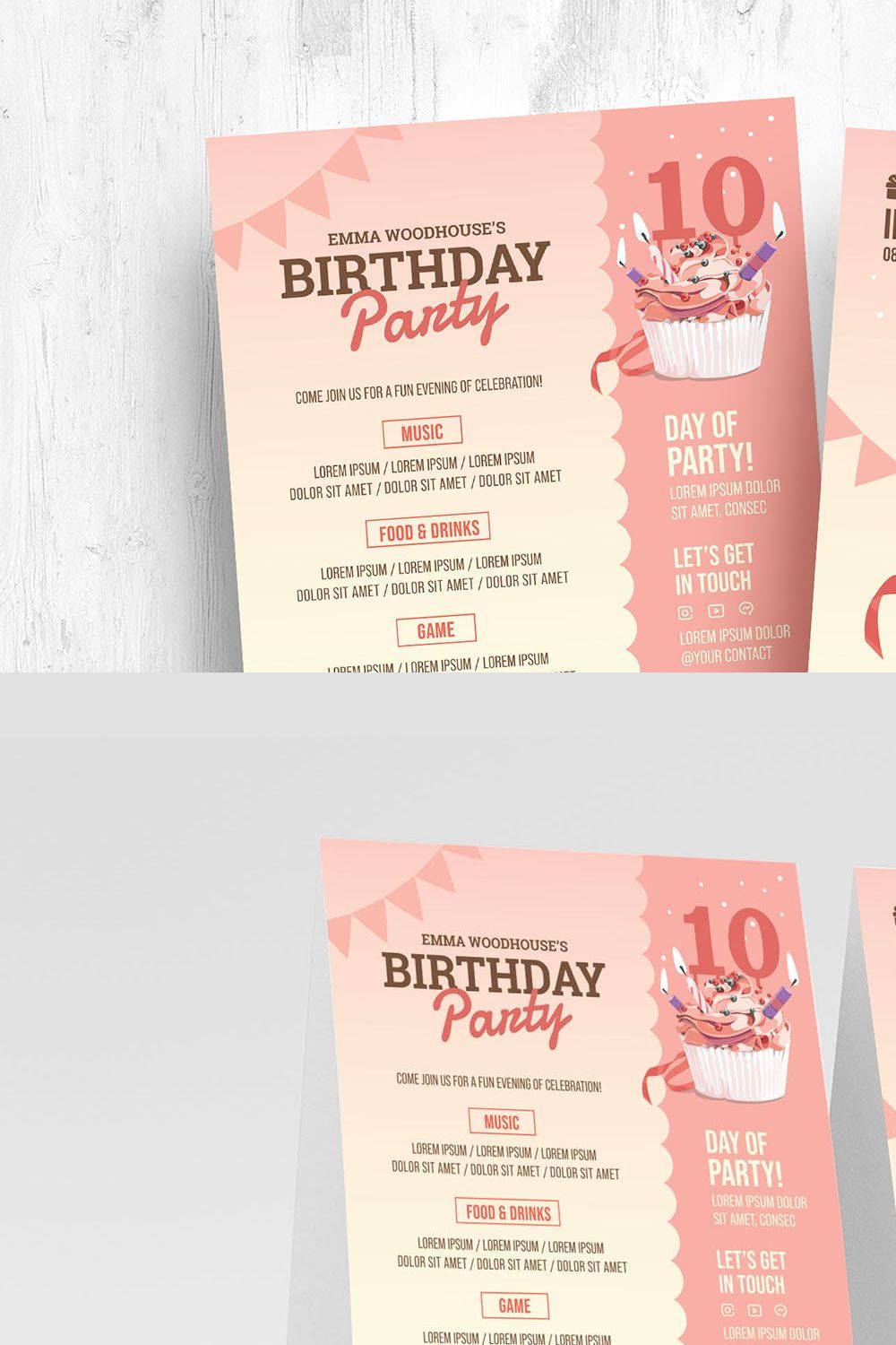 Girls Birthday Invitation Flyer pinterest preview image.