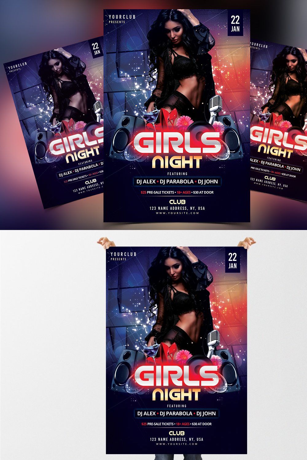 Girls Night - DJ PSD Flyer Template pinterest preview image.