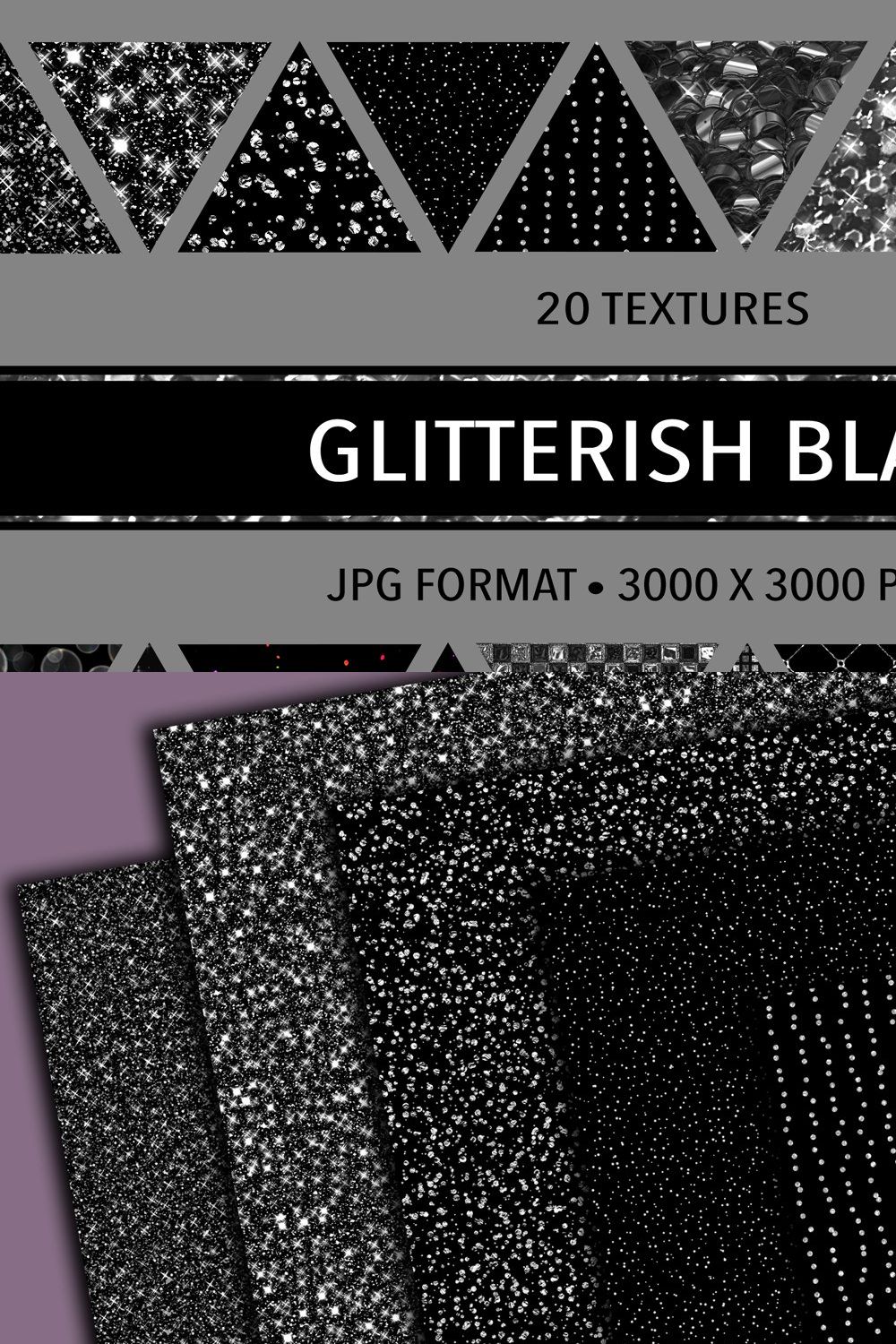 Glitterish Black pinterest preview image.