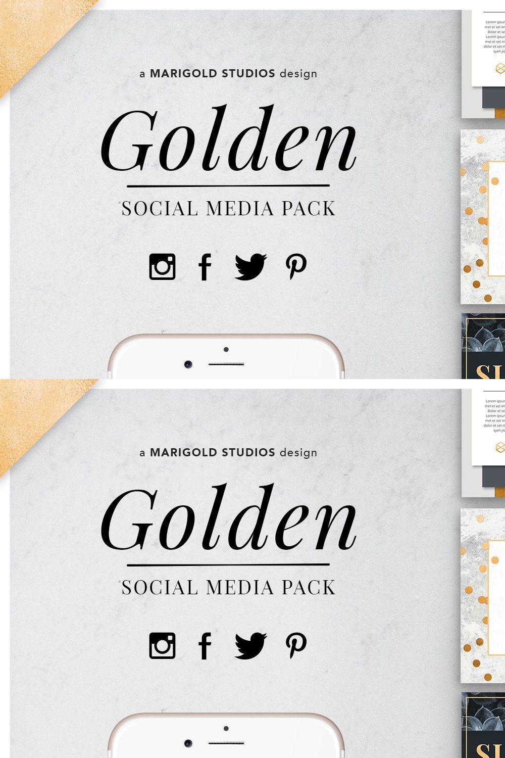 GOLDEN | Social Media Pack pinterest preview image.