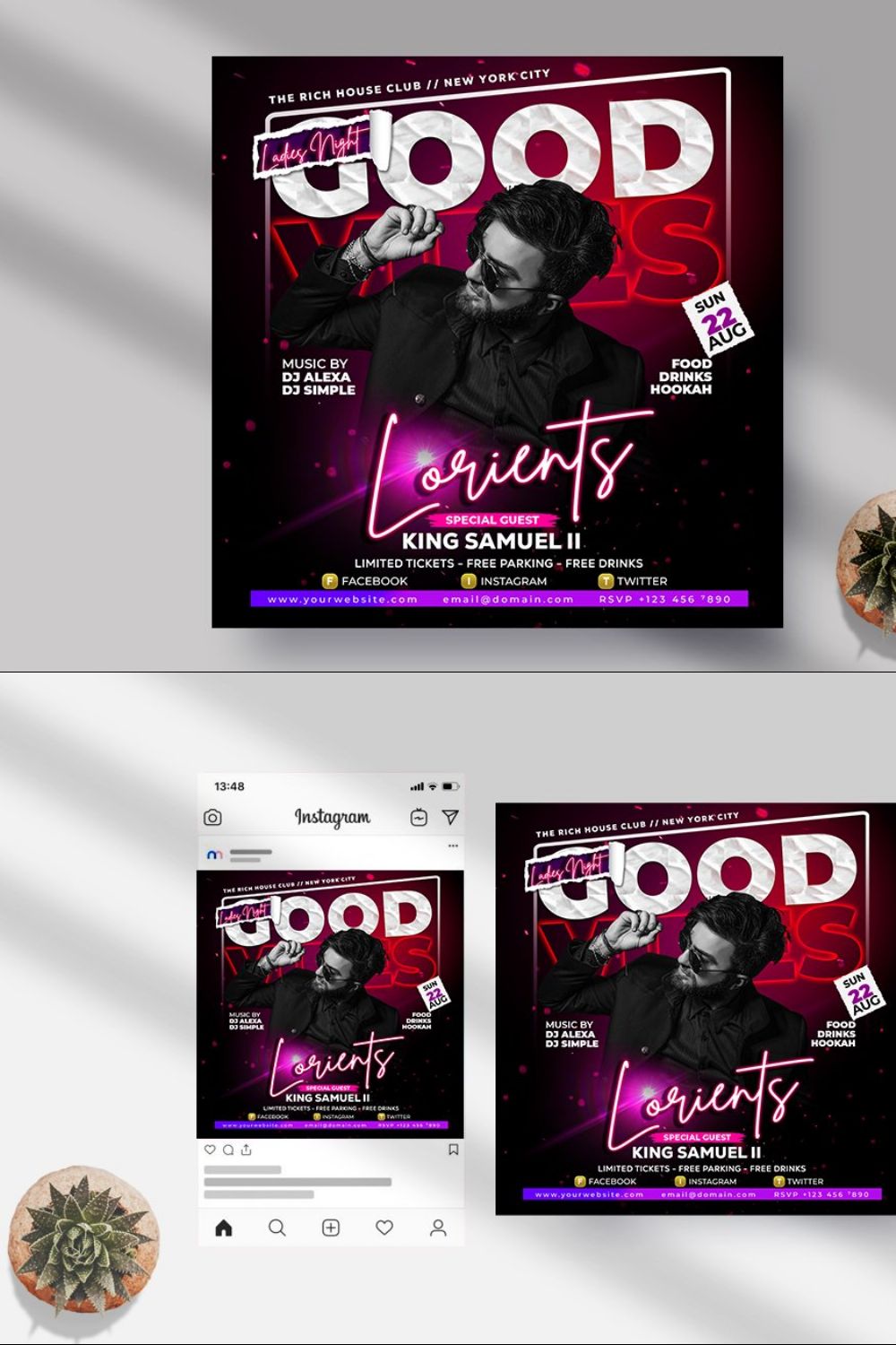 Good Vibes Events Banner (PSD) pinterest preview image.