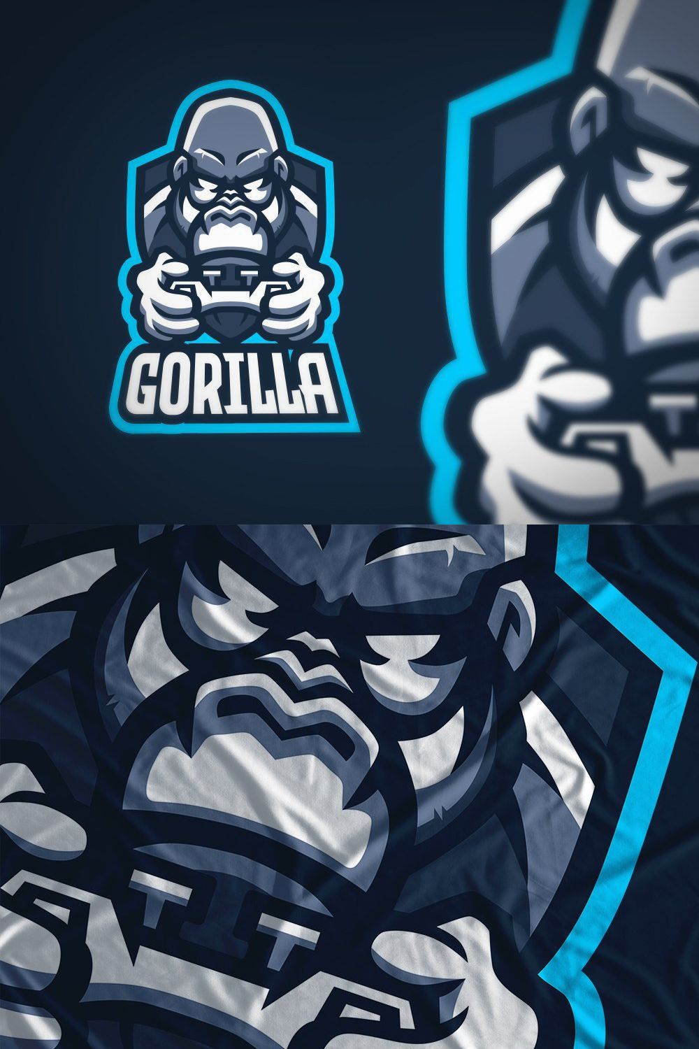 Gorilla Gaming Logo - EDITABLE TEXT pinterest preview image.