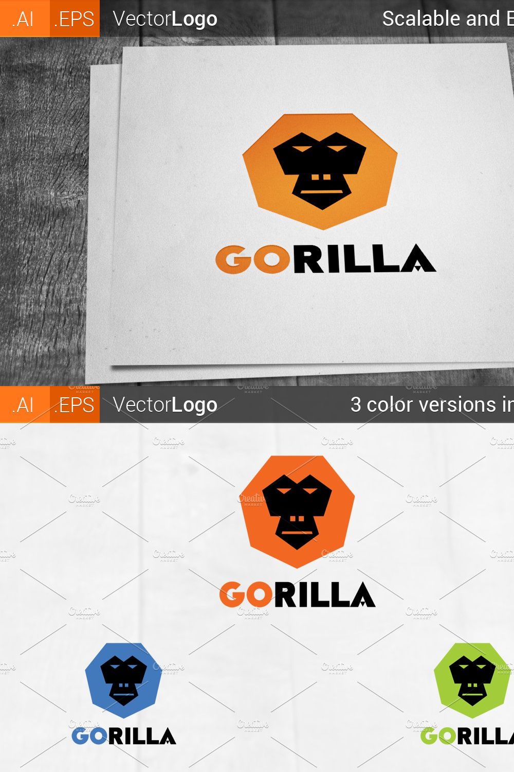 Gorilla Logo pinterest preview image.