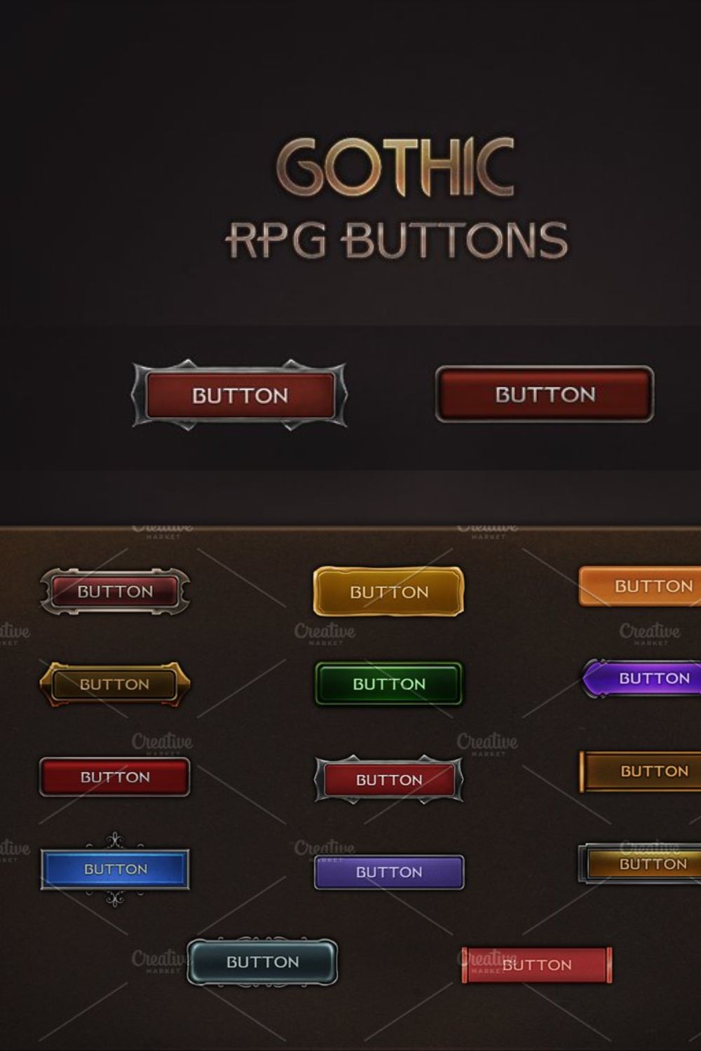 Gothic RPG Buttons pinterest preview image.