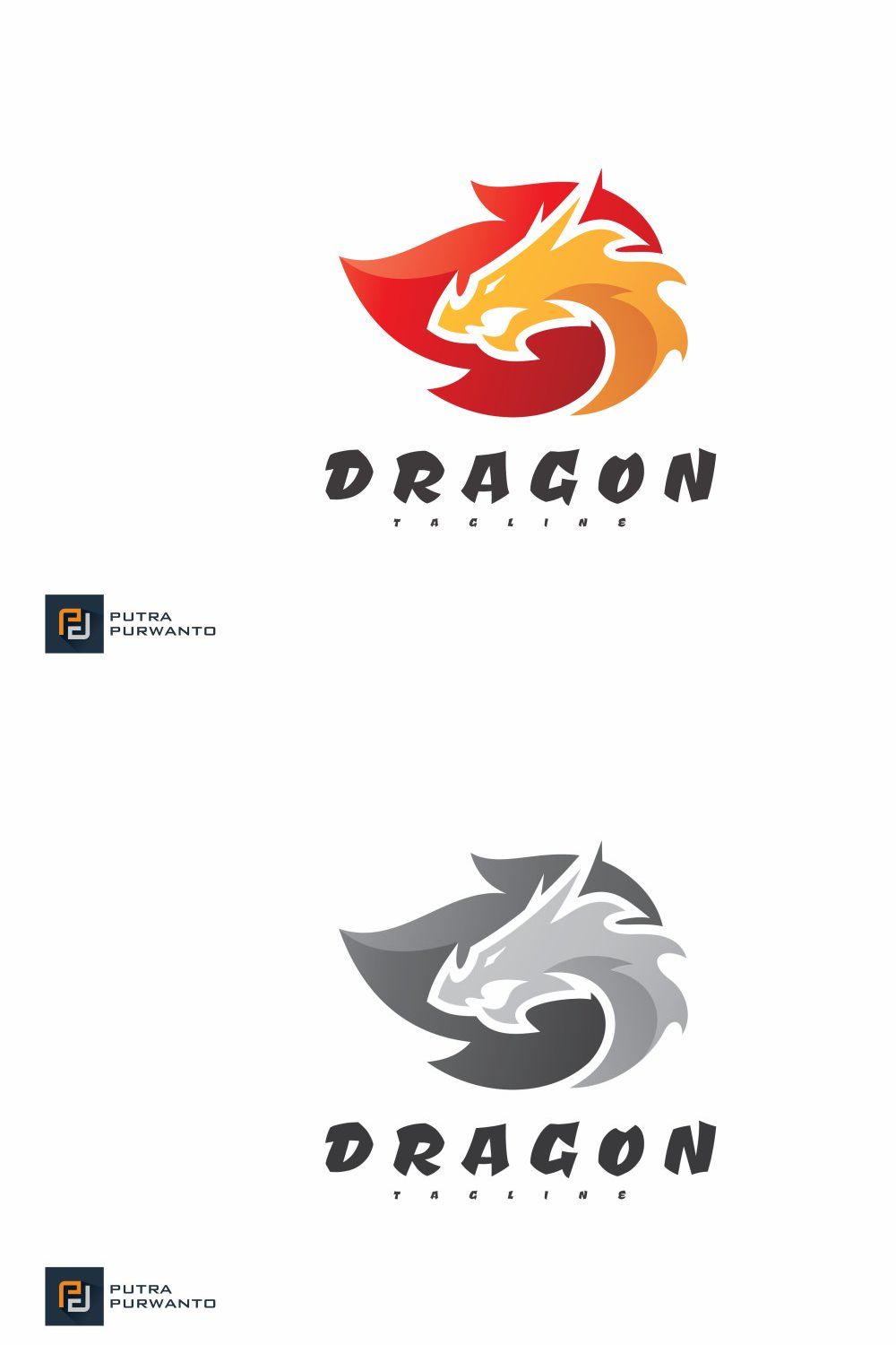 Gradient Dragon and Fire Logo pinterest preview image.
