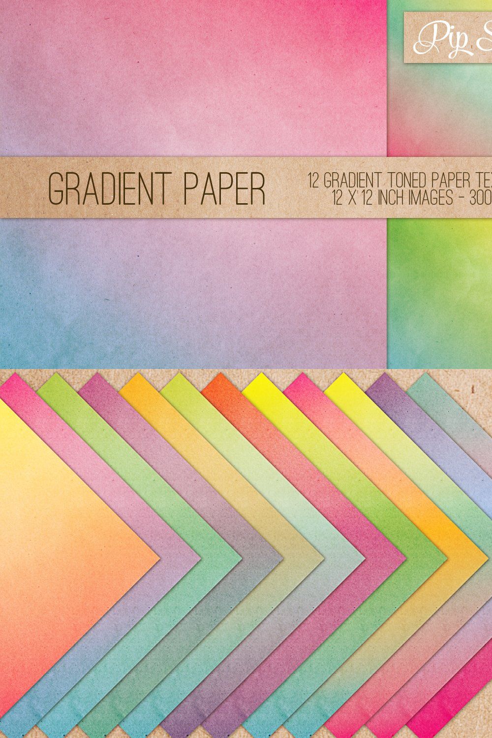 Gradient Paper Texture 12 Set pinterest preview image.