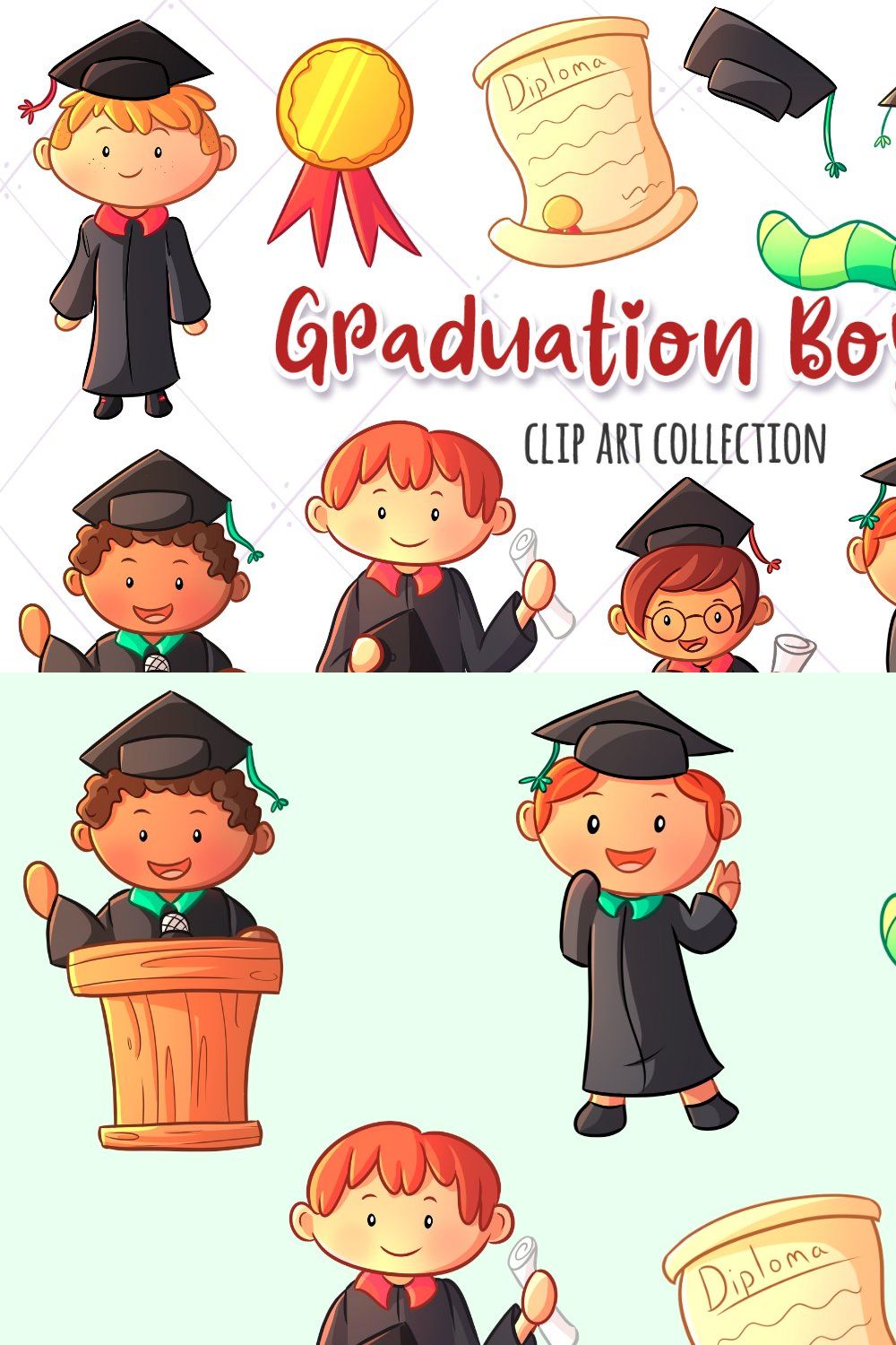 Graduation Boys Clip Art Collection pinterest preview image.