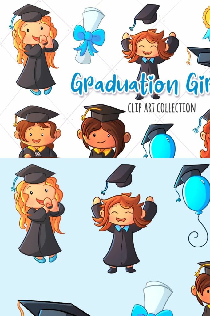 Graduation Girls Clip Art Collection – MasterBundles