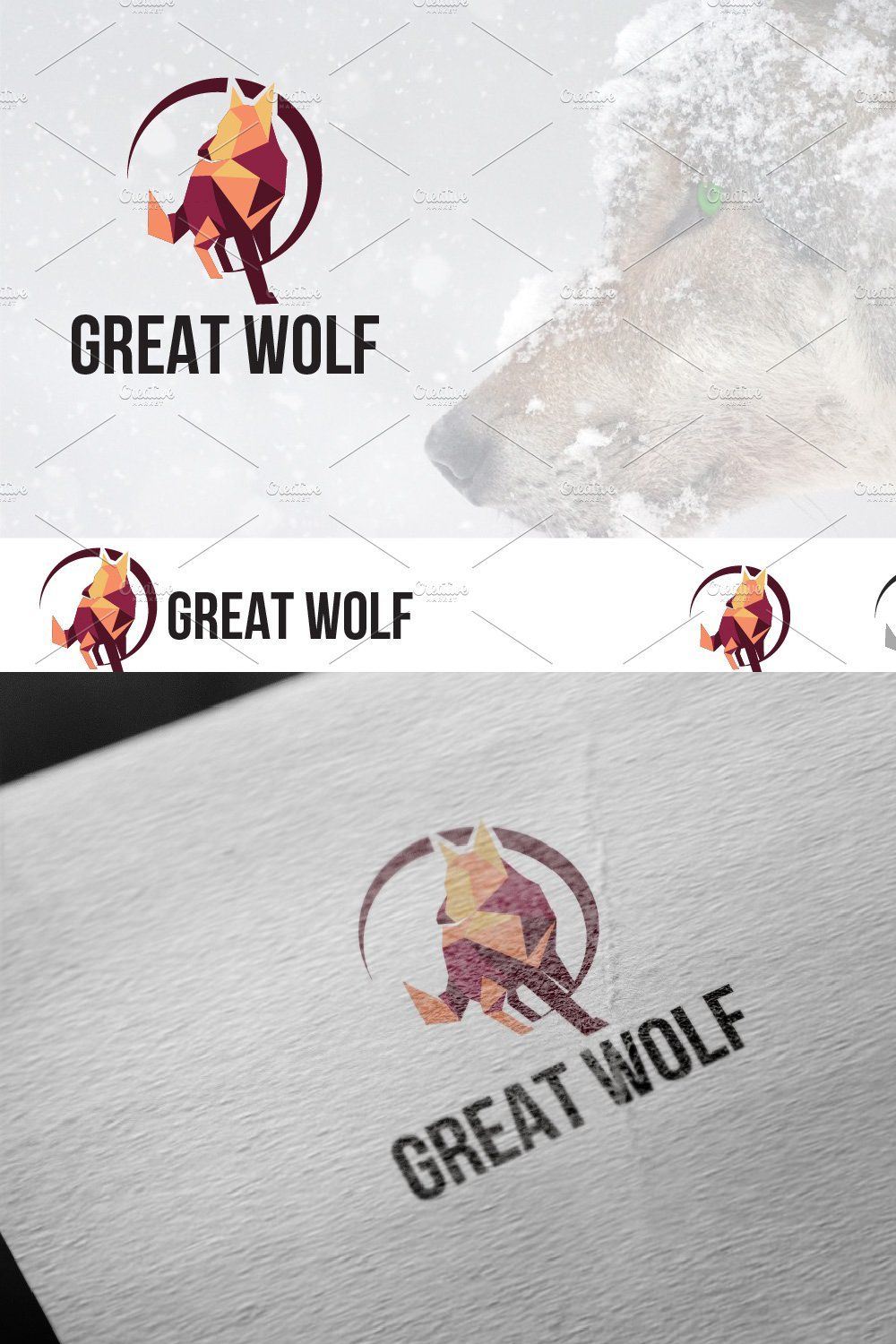 Great Wolf Low Poly Logo pinterest preview image.