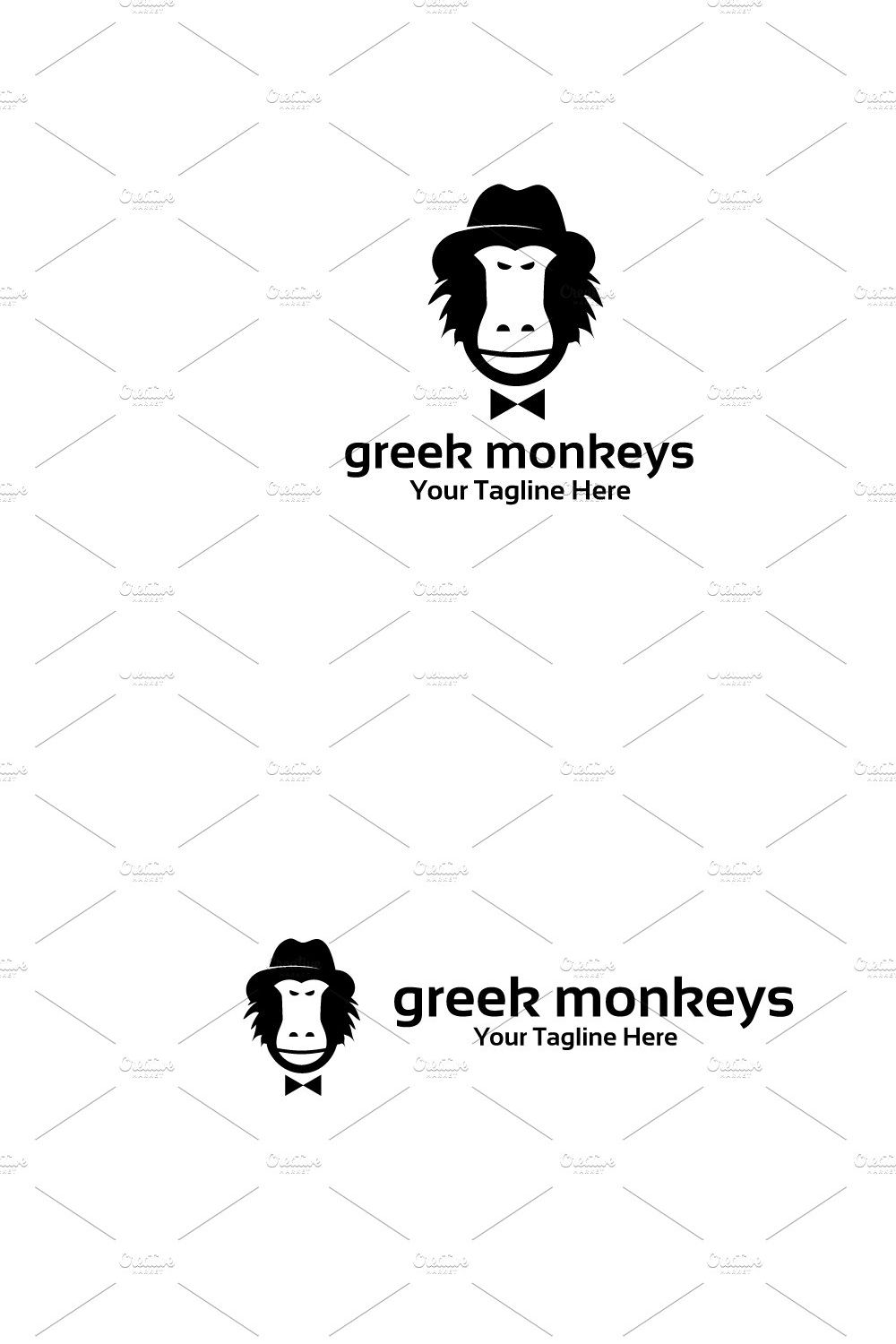 greek monkeys - Logo Template pinterest preview image.