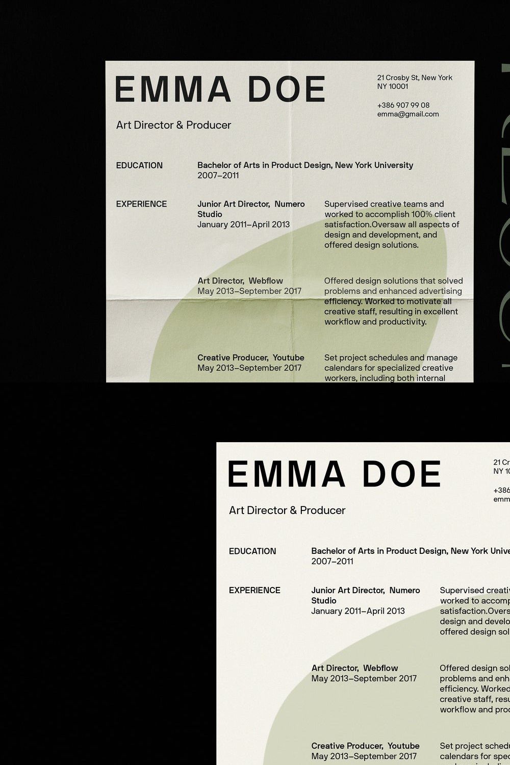 Green Resume Template pinterest preview image.