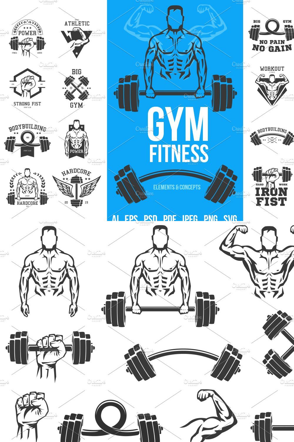 Gym fitness pinterest preview image.