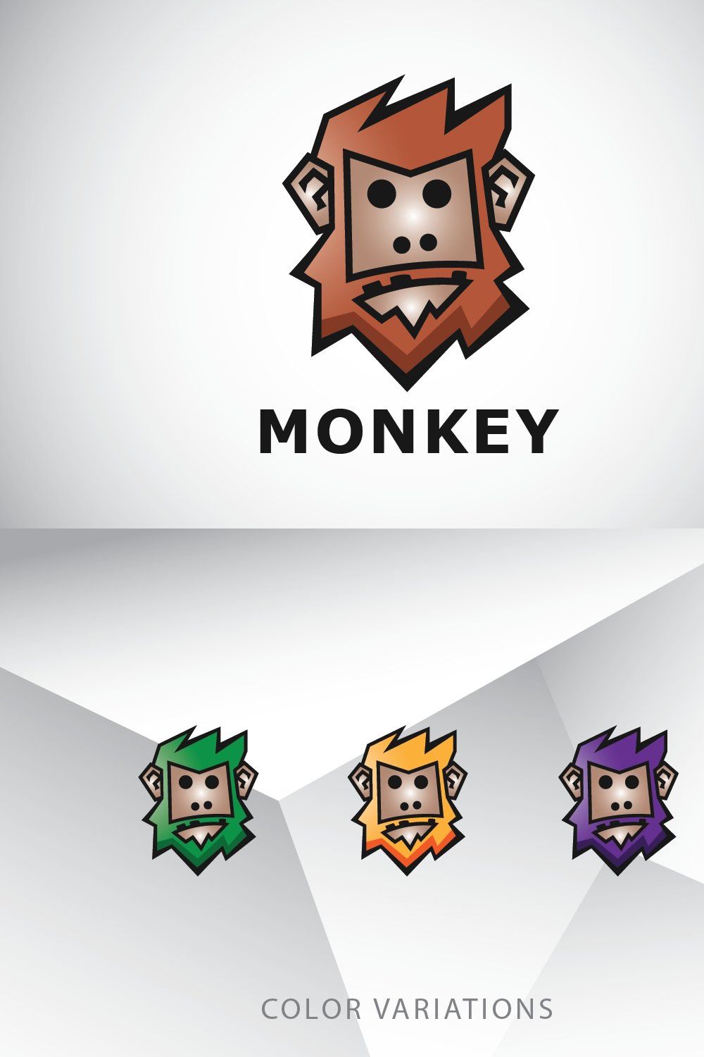 Hairy Monkey Logo Template pinterest preview image.