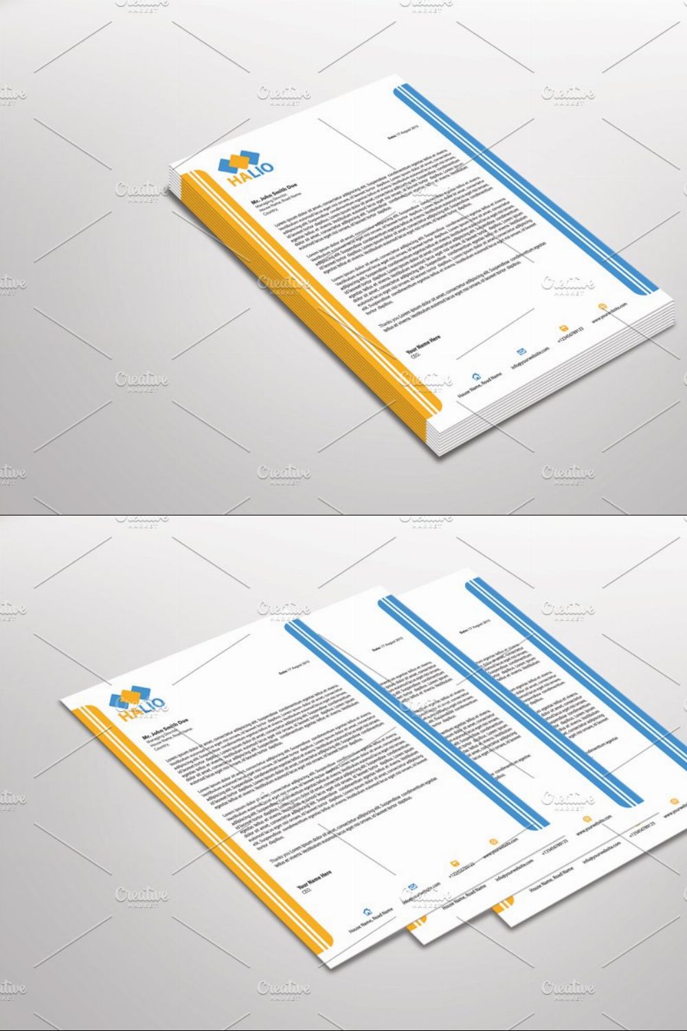 Halio Letterhead Template pinterest preview image.