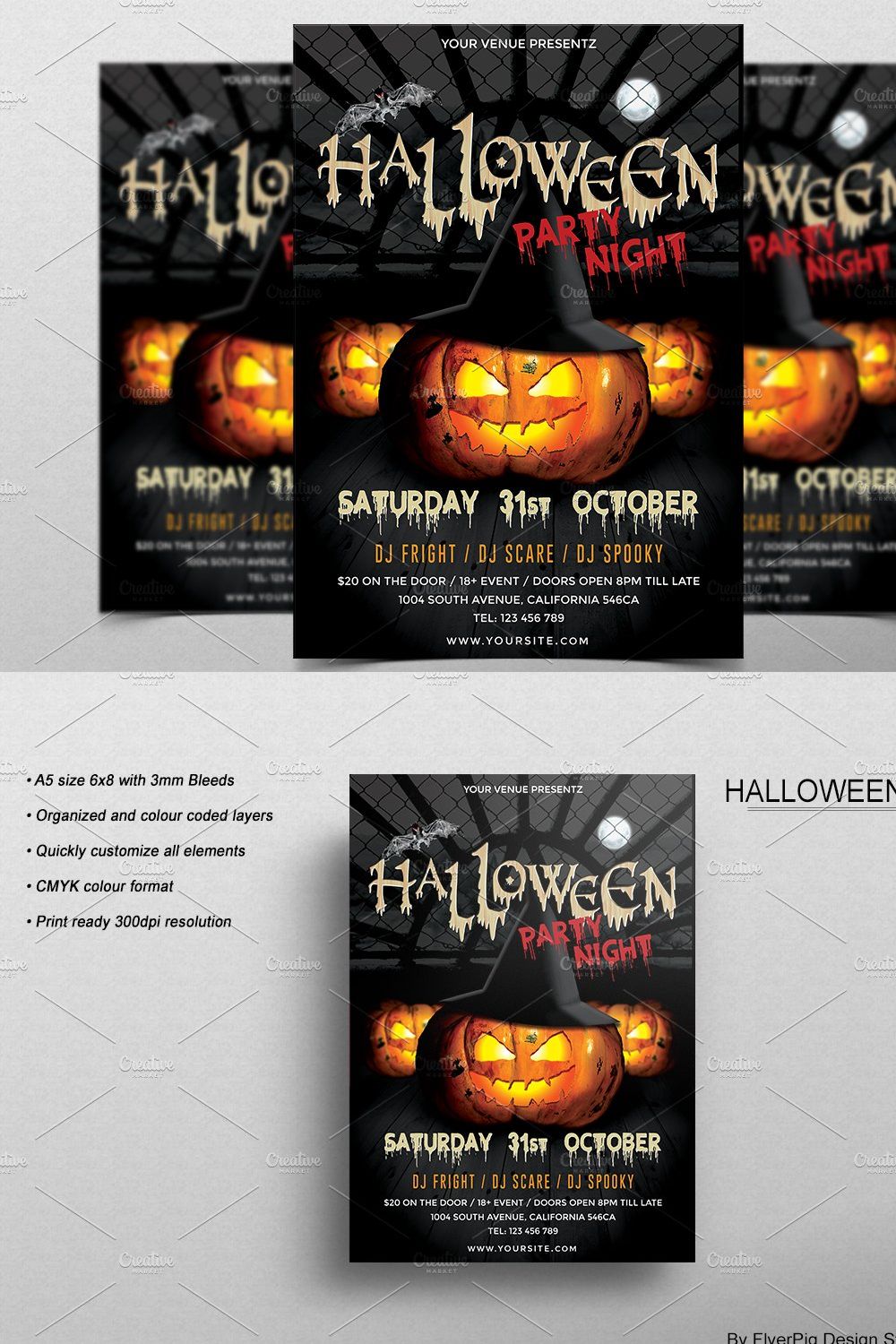 Halloween Party Flyer pinterest preview image.
