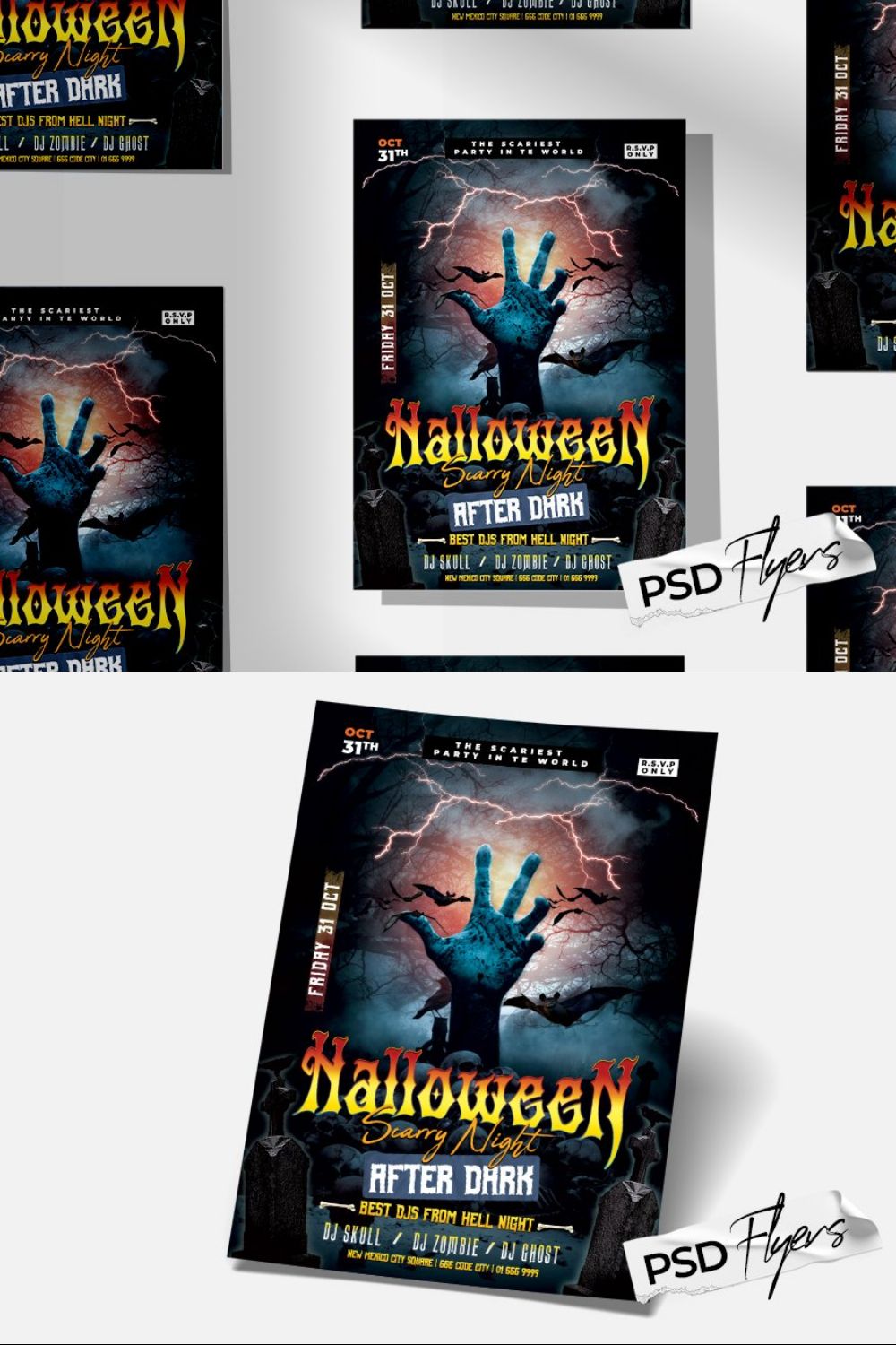 Halloween Scary Night Flyer (PSD) pinterest preview image.