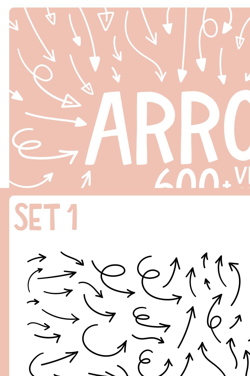 Hand Drawn Arrows Vector Pack pinterest preview image.