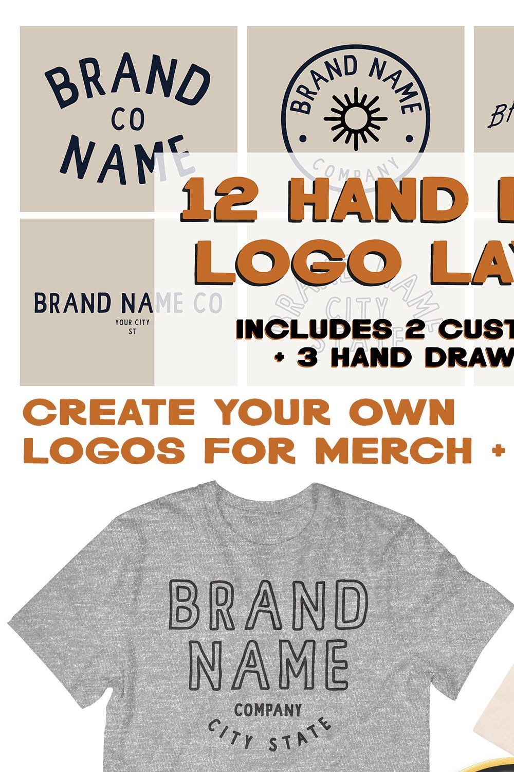 Hand Drawn Branding Layout Templates pinterest preview image.