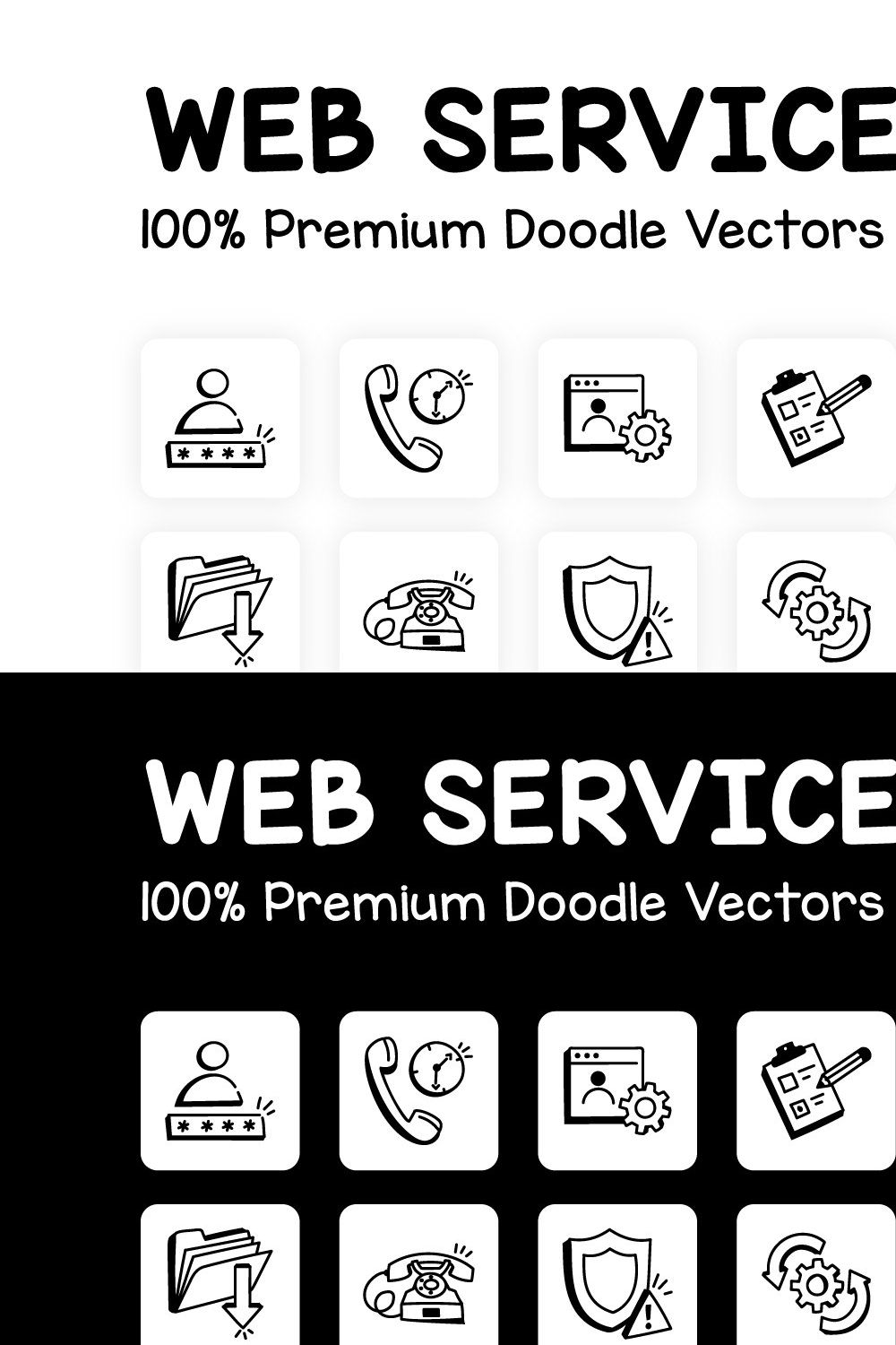 Hand Drawn Web Services Icons pinterest preview image.