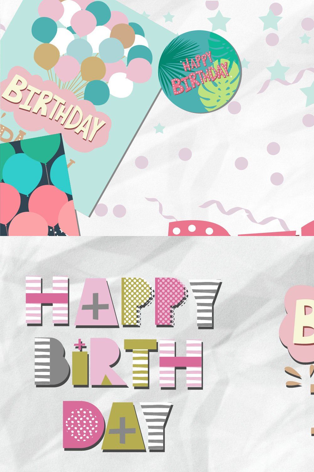 Happy Birthday cards and labels pinterest preview image.