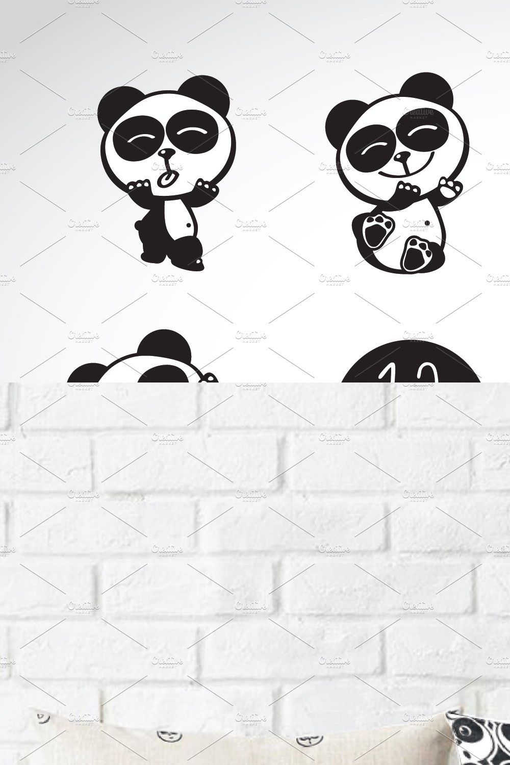 Happy panda (2 sets + 4 pattern) pinterest preview image.