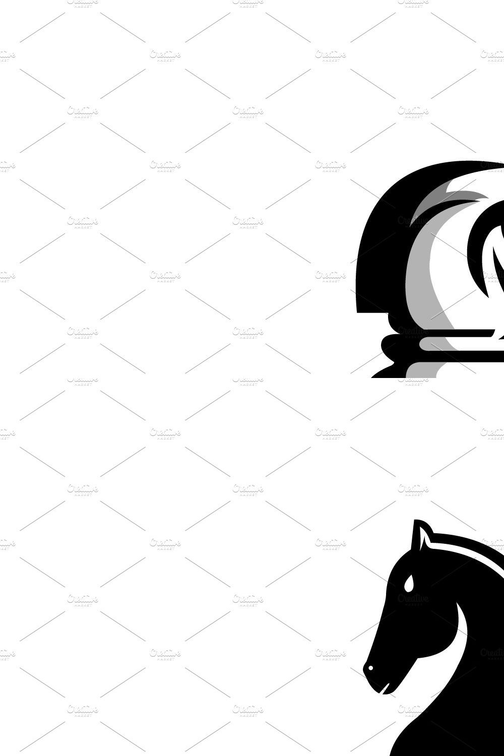 Head Horse Logo Vector set pinterest preview image.
