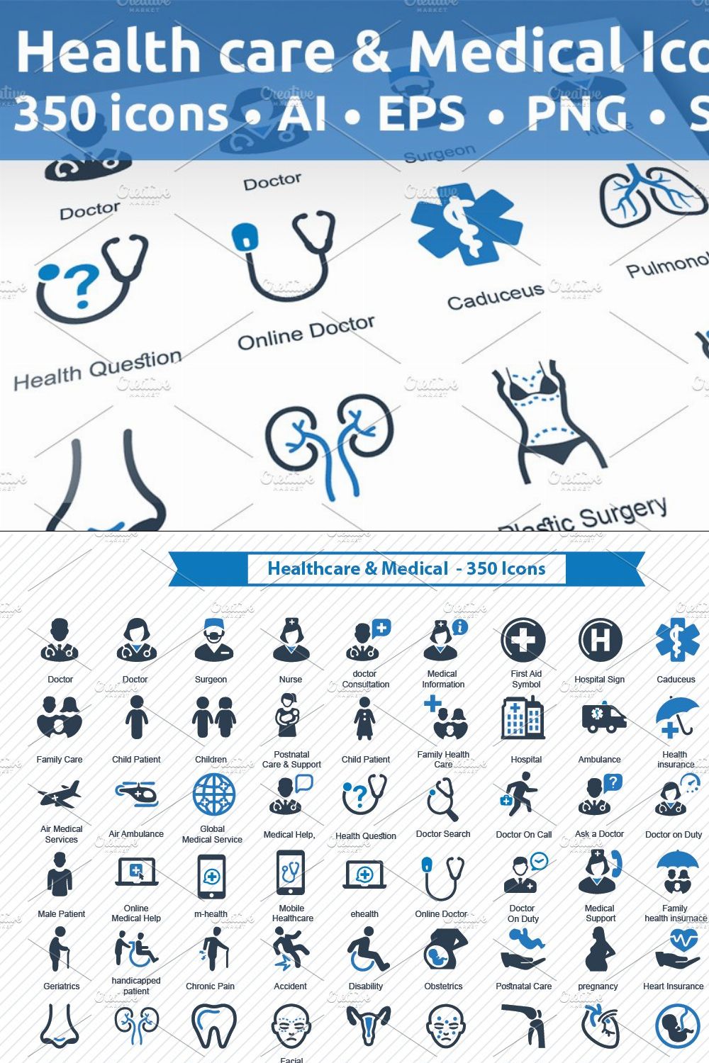 Health care & Medical Icons pinterest preview image.
