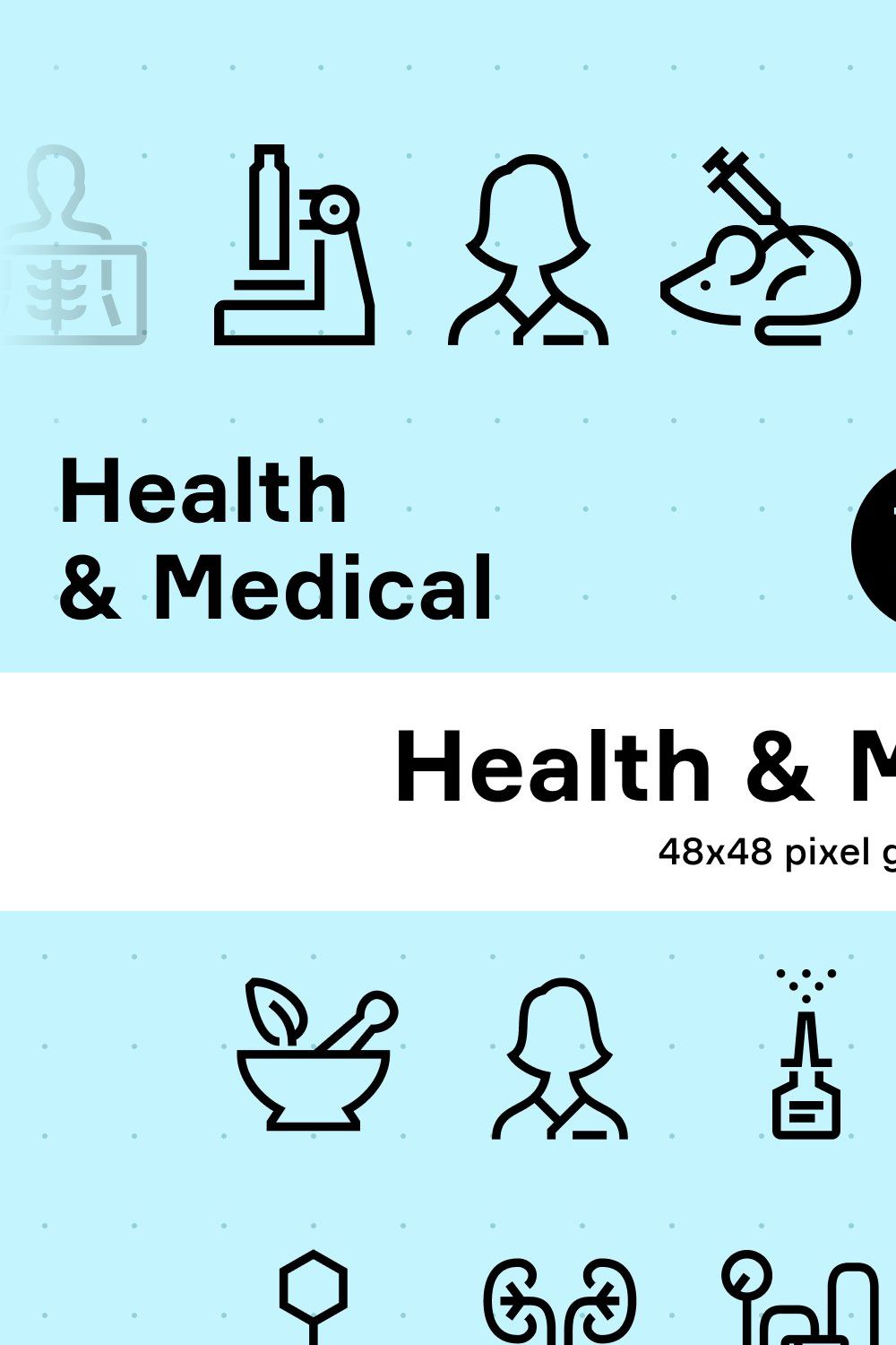 Health & Medical Line Icons pinterest preview image.