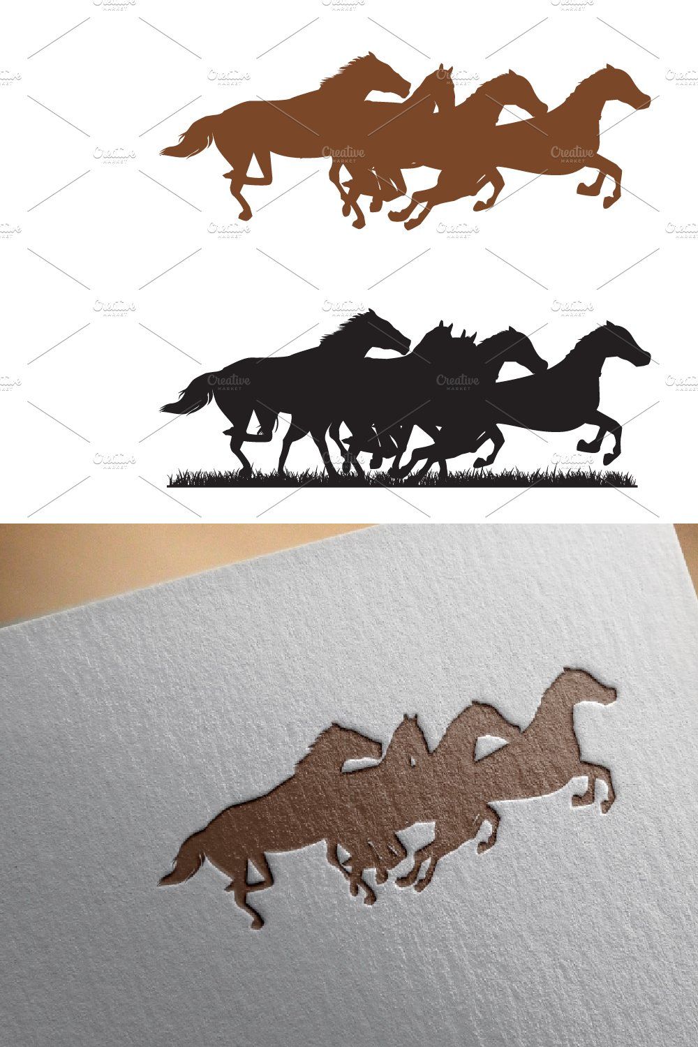 Herd of Horses Run Across Meadow pinterest preview image.